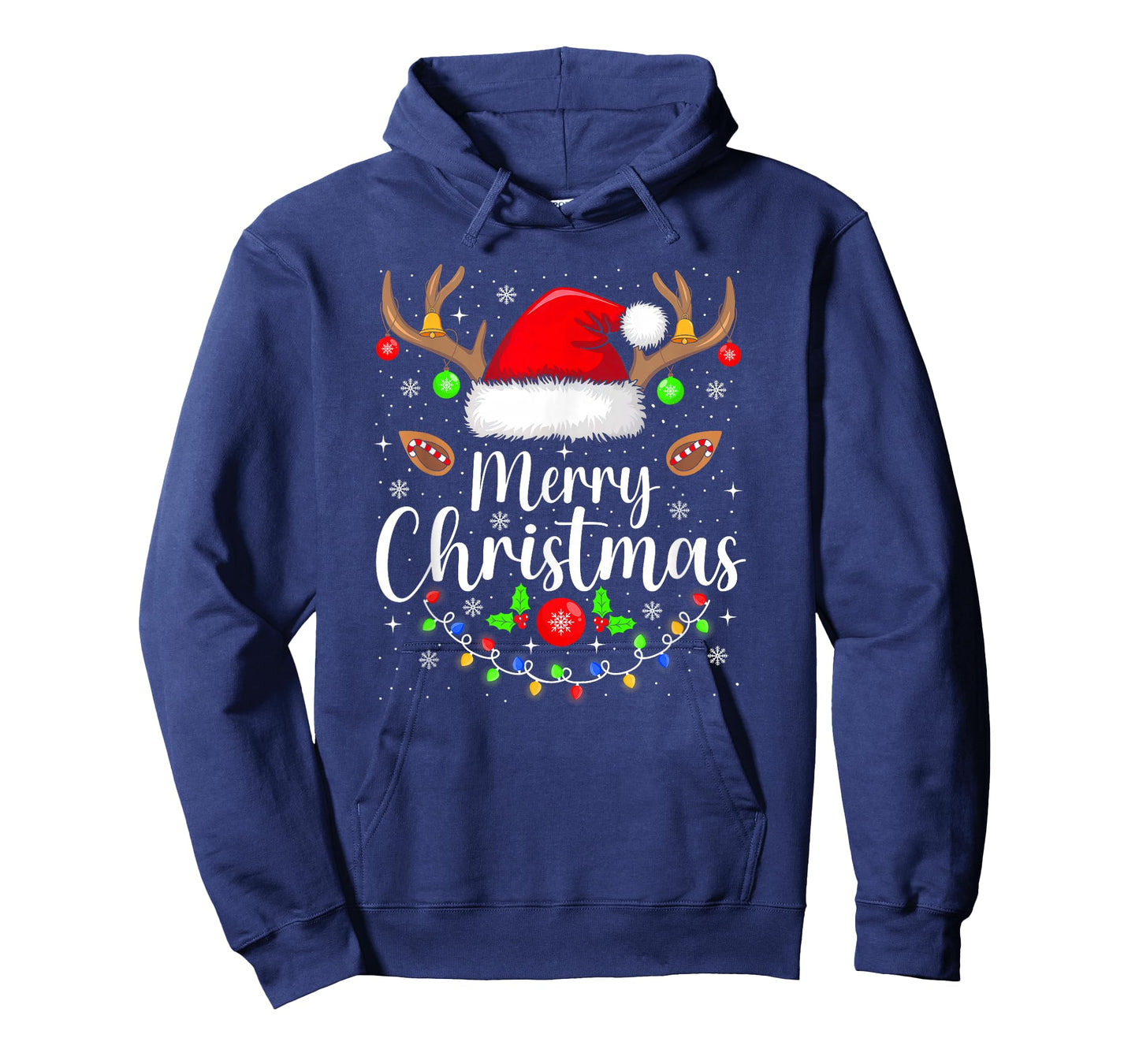 Merry Christmas Lights Red Santa Hat Xmas Family Men Women T-Shirt