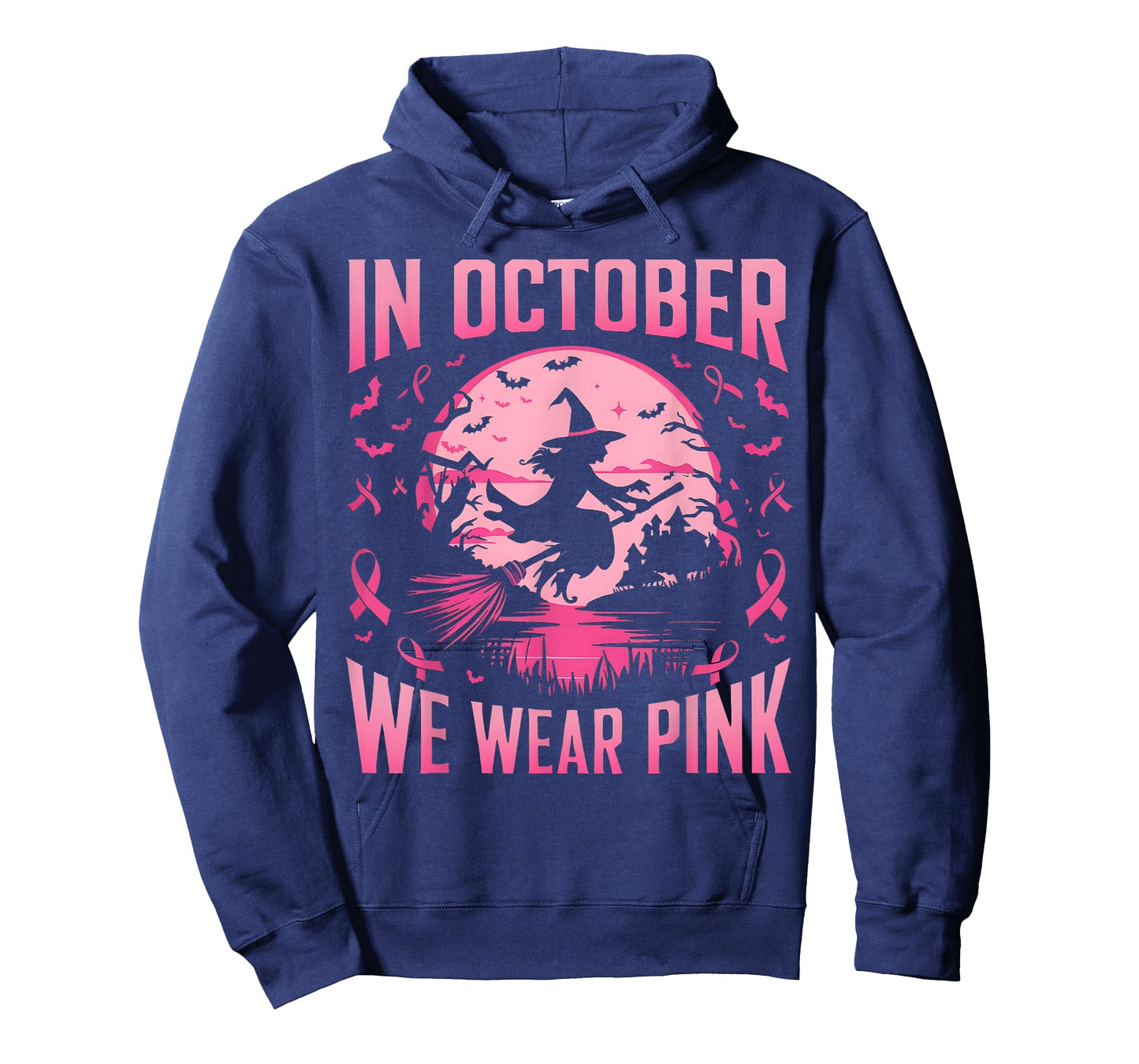 In October We Wear Pink Ghost Witch Breast Cancer Awareness T-Shirt