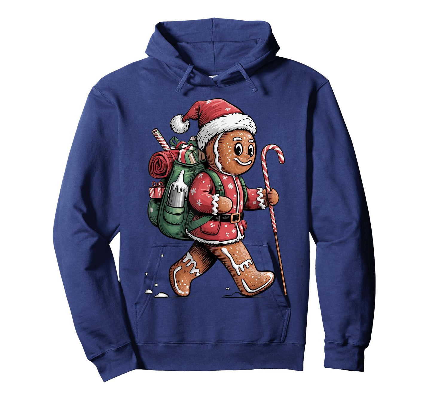 Cute Gingerbread Hiker Santa Pajama Christmas Candy Cane T-Shirt