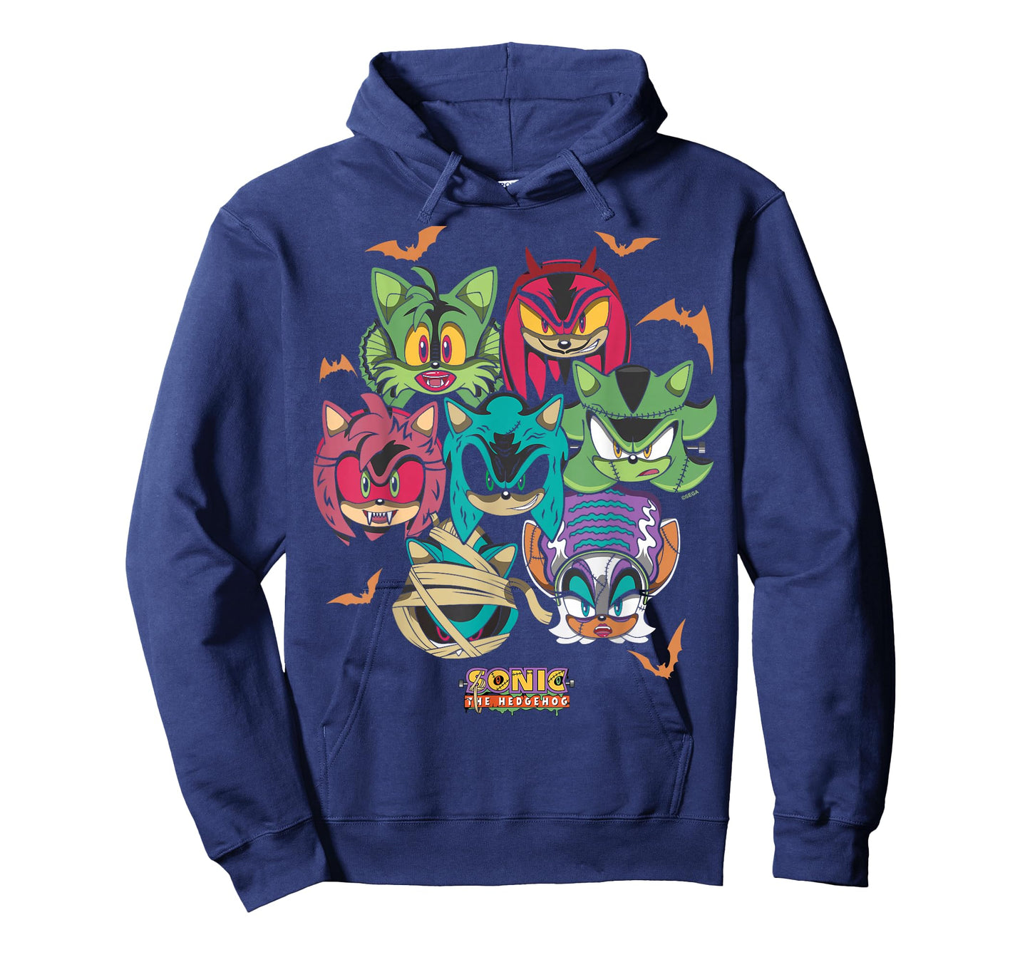 Sonic The Hedgehog Halloween Creepy Monster Faces Group Shot T-Shirt