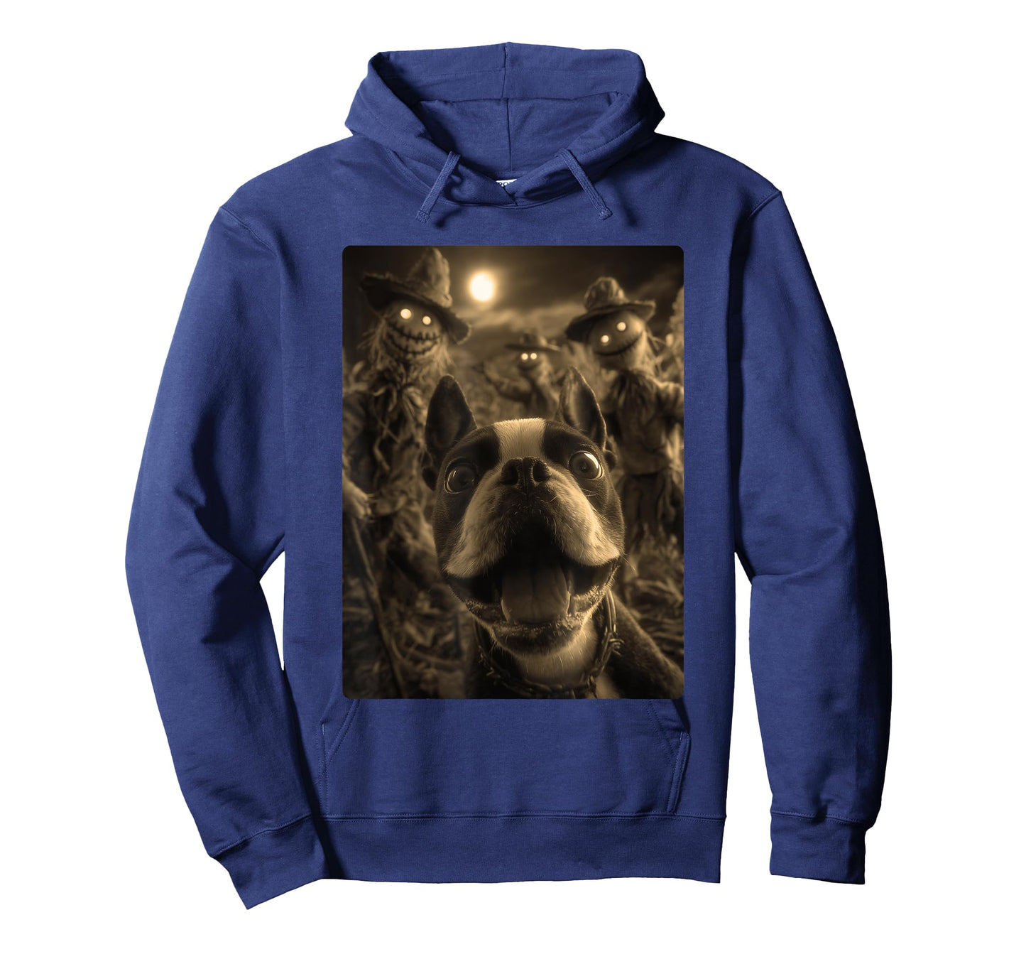 Vintage Boston Terrier Selfie Spooky Scarecrows Halloween T-Shirt