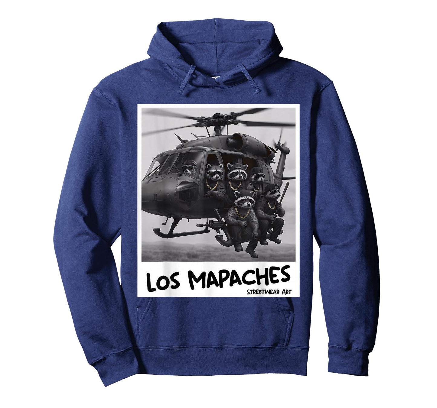 Los Mapaches โ Helicopter Raccoon Gang Streetwear Art Meme T-Shirt