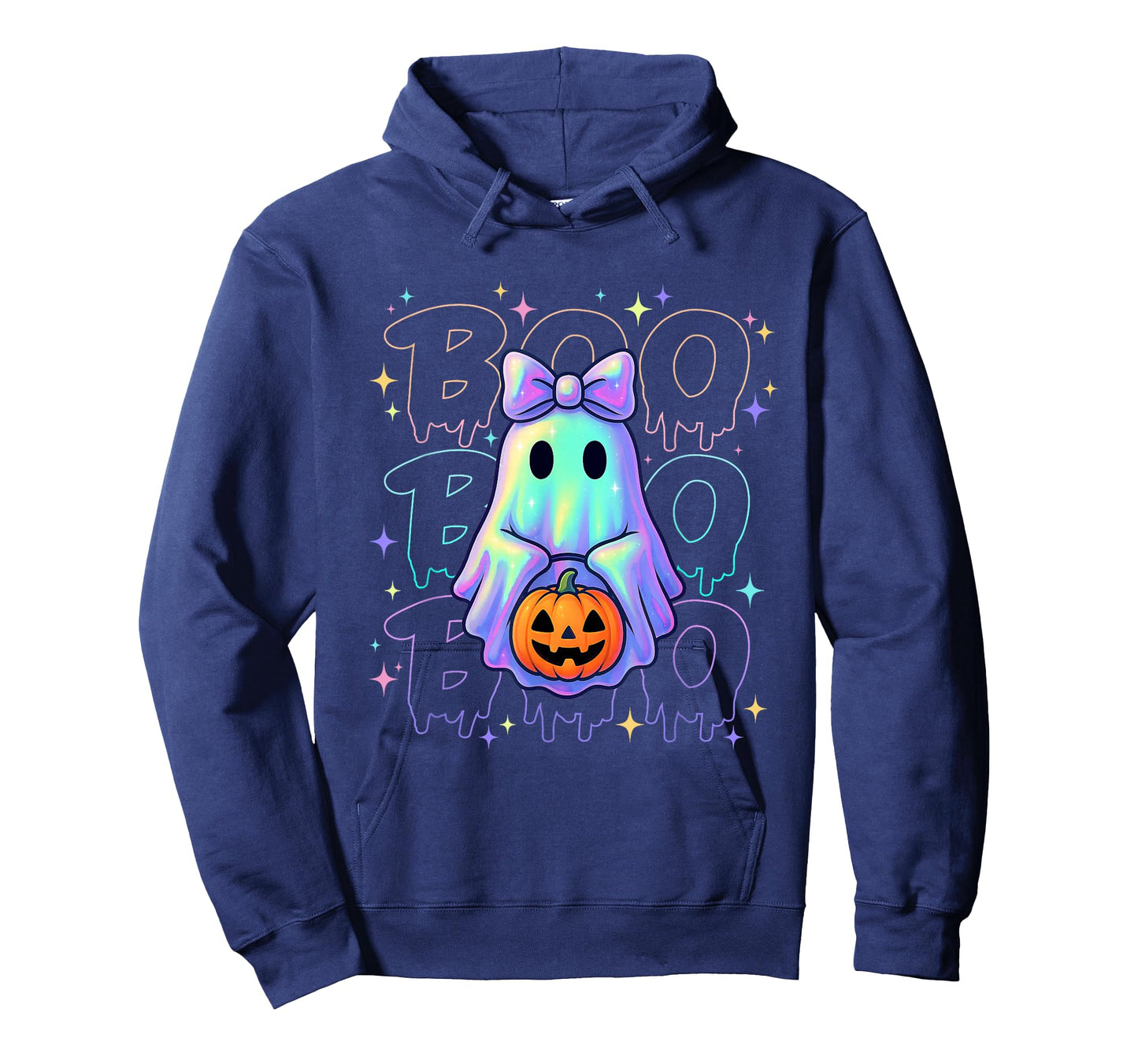 Funny Halloween Boo Neon Ghost Pumpkin Bow Men Women Kids T-Shirt