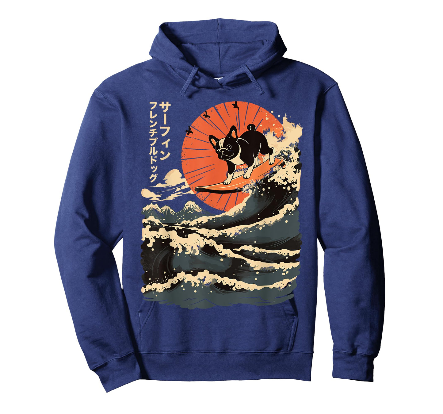 French Bulldog Surfing Japanese Men Women Girls Kids T-Shirt