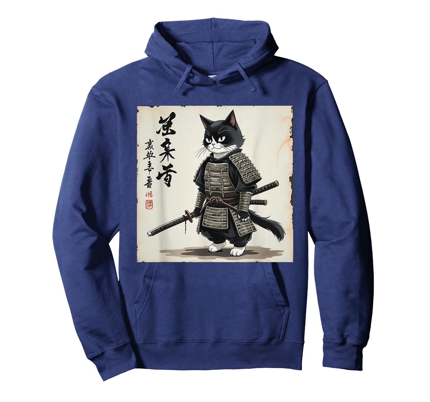 Samurai cat Graphic Warrior Art tee Japanese Anime Men Women T-Shirt