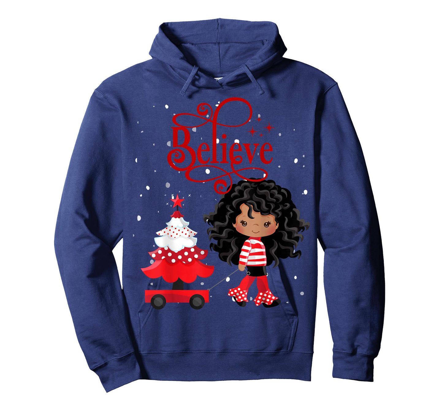 Black Girl Santa Holiday African American Christmas Believe T-Shirt