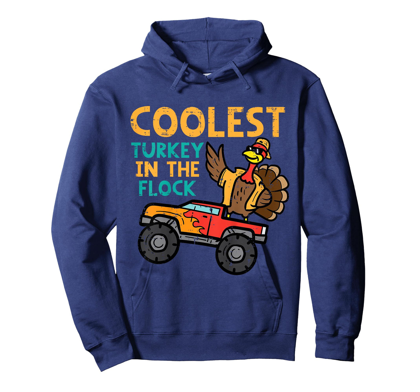Kids Thanksgiving Monster Truck Coolest Turkey Flock Toddler Boys T-Shirt