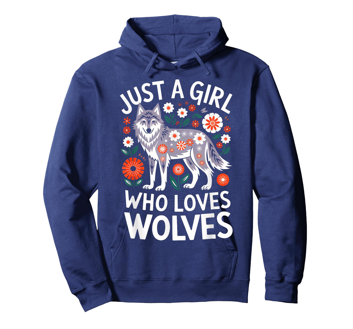 Just a Girl Who Love Wolves Cute Wolf Flowers Women Girls T-Shirt