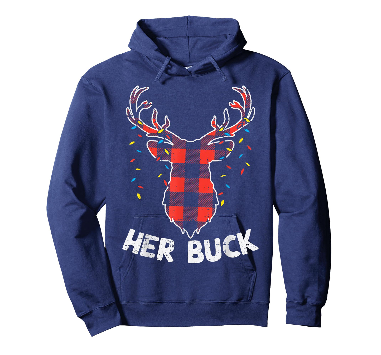 Plaid Reindeer Her Buck Matching Christmas Couple Men PJ T-Shirt