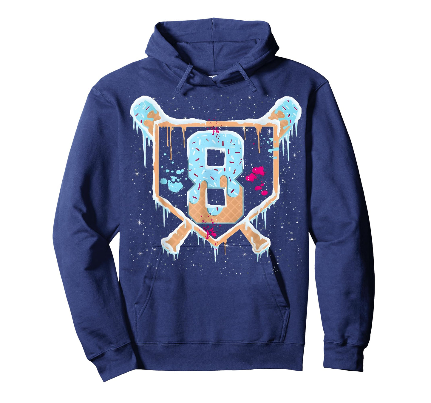 Baseball 8 Year Old Ice Cream Drip 8th Birthday Boy Number 8 T-Shirt