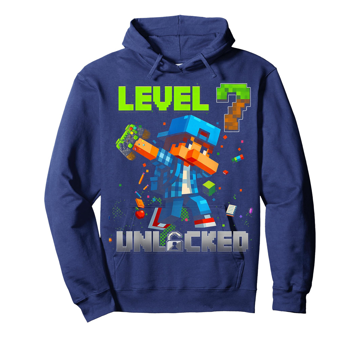 Level 7 Unlocked Funy Birthday Boy Pixel Gamer 7th Birthday T-Shirt
