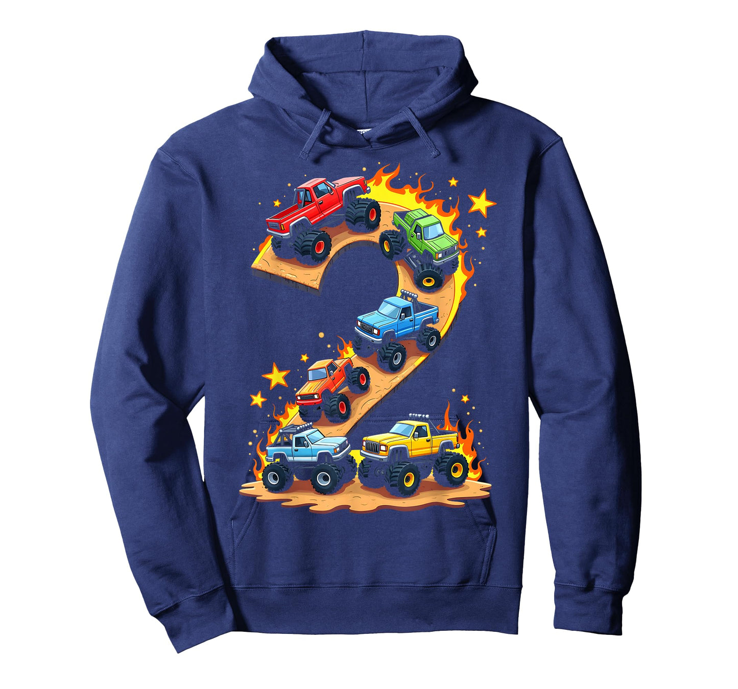 2 Year Old Monster Truck Boy Toddler 2nd Birthday Party T-Shirt