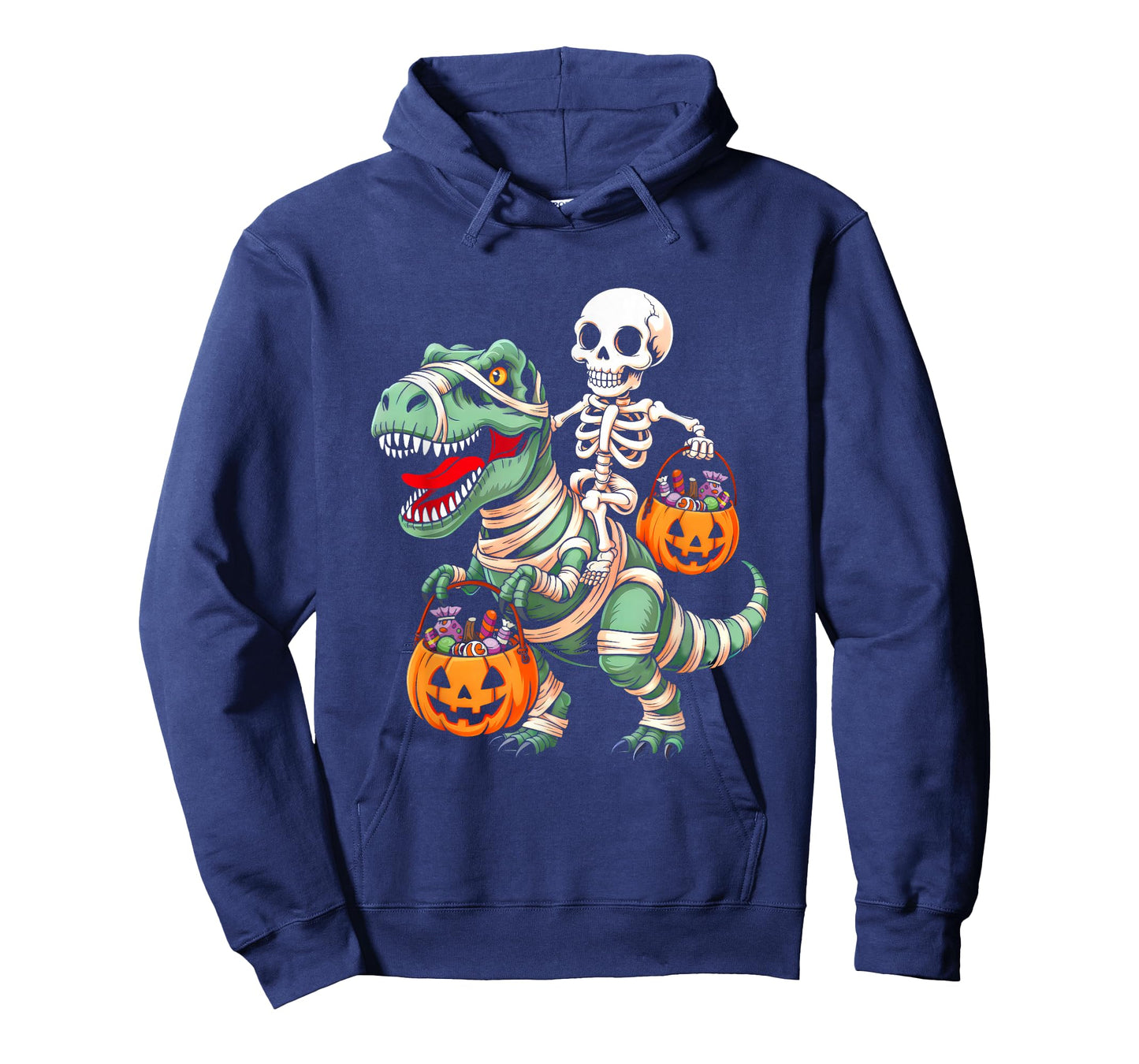 Skeleton Riding Mummy Dino Pumpkin Candy Halloween Costume T-Shirt