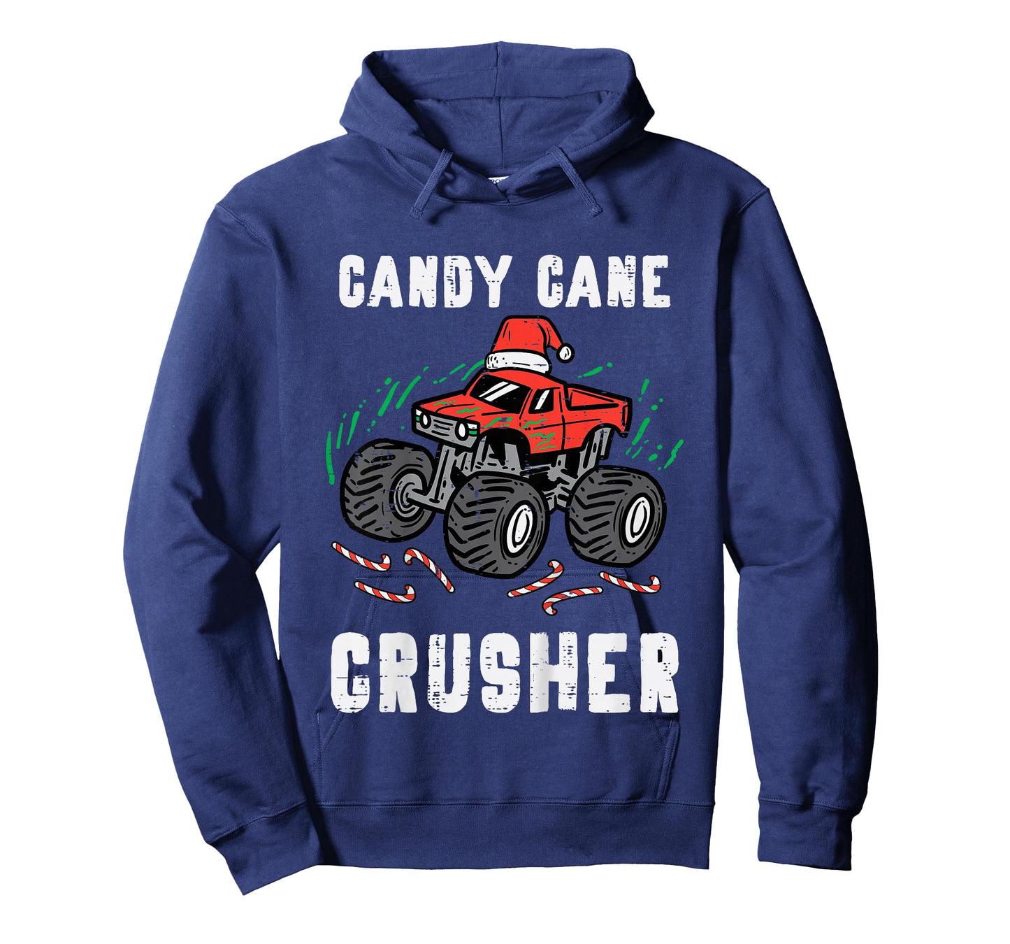 Kids Christmas Monster Truck Candy Cane Crusher Xmas Boys Kids T-Shirt