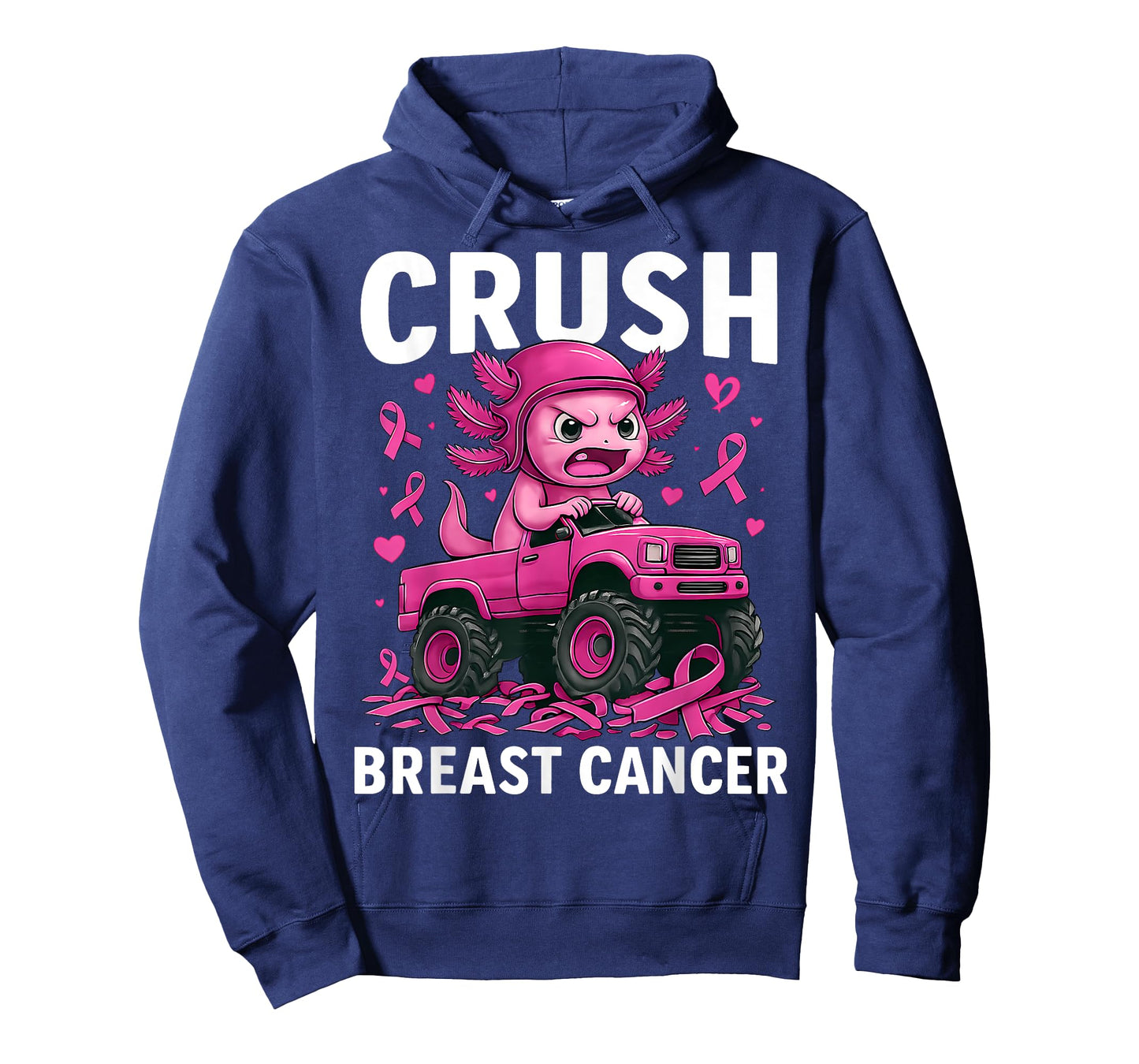Crush Breast Cancer Awareness Axolotl Truck Toddler Boy Kids T-Shirt