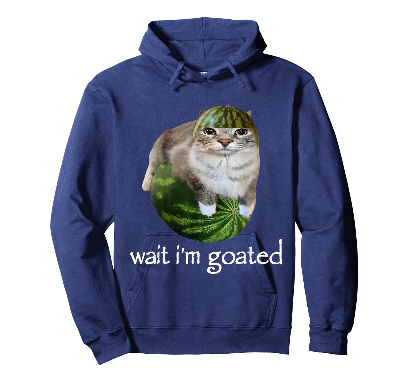 Wait I'm Goated Watermelon Cat Brainrot Silly Staring Cat T-Shirt
