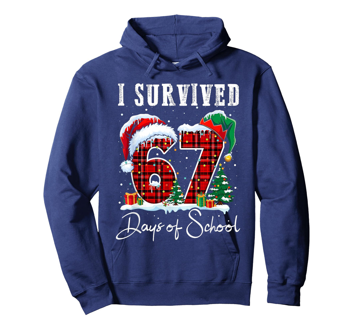 I Survived 67 Days of School Christmas Candy Cane Six Seven T-Shirt