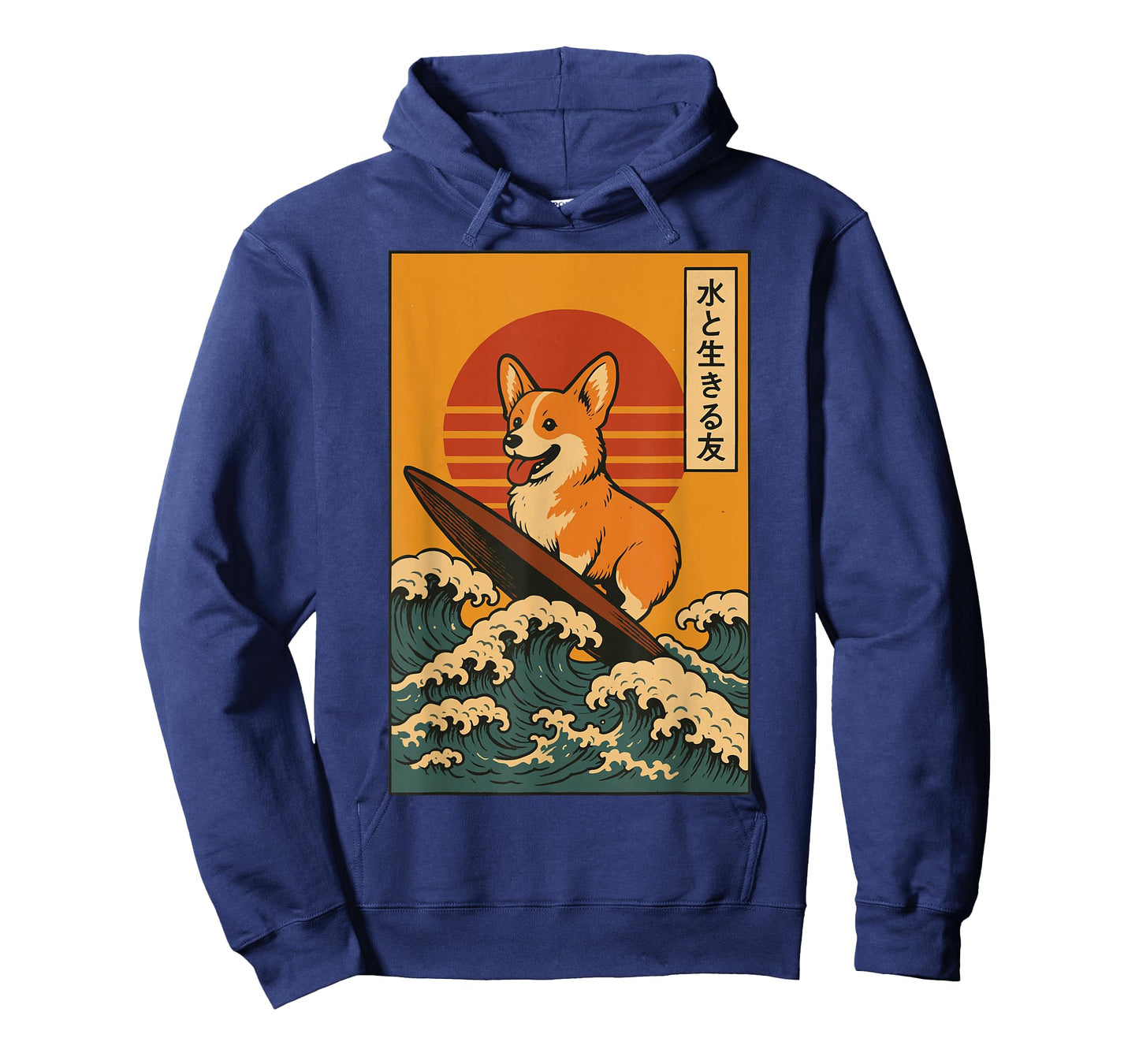 Corgi Surfing Japanese T-Shirt