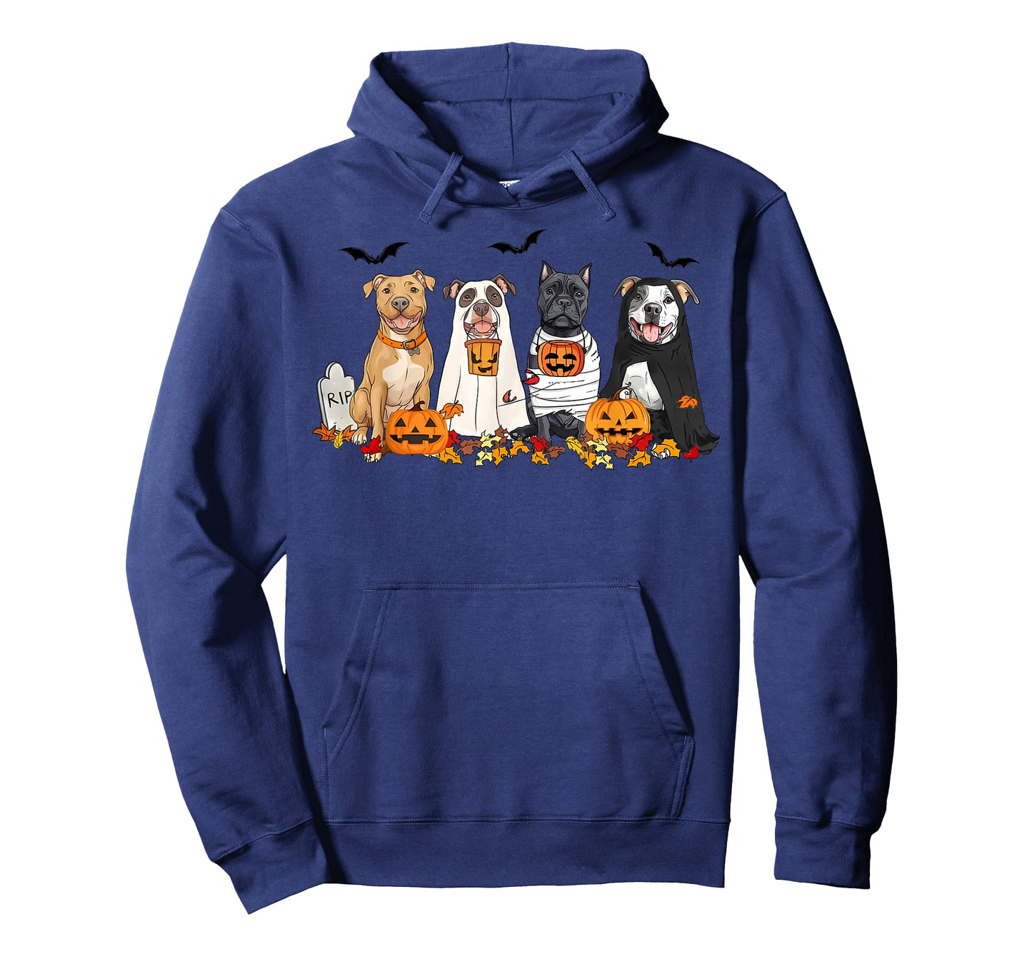 Pit Bull Dogs Ghost Witch Mummy Halloween Pumpkins Spooky T-Shirt