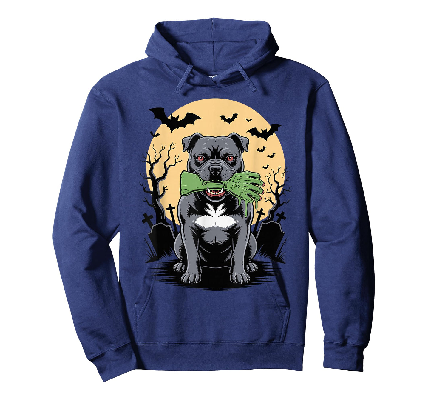 Halloween Moon Zombie Hand Staffordshire Bull Terrier Staffy T-Shirt