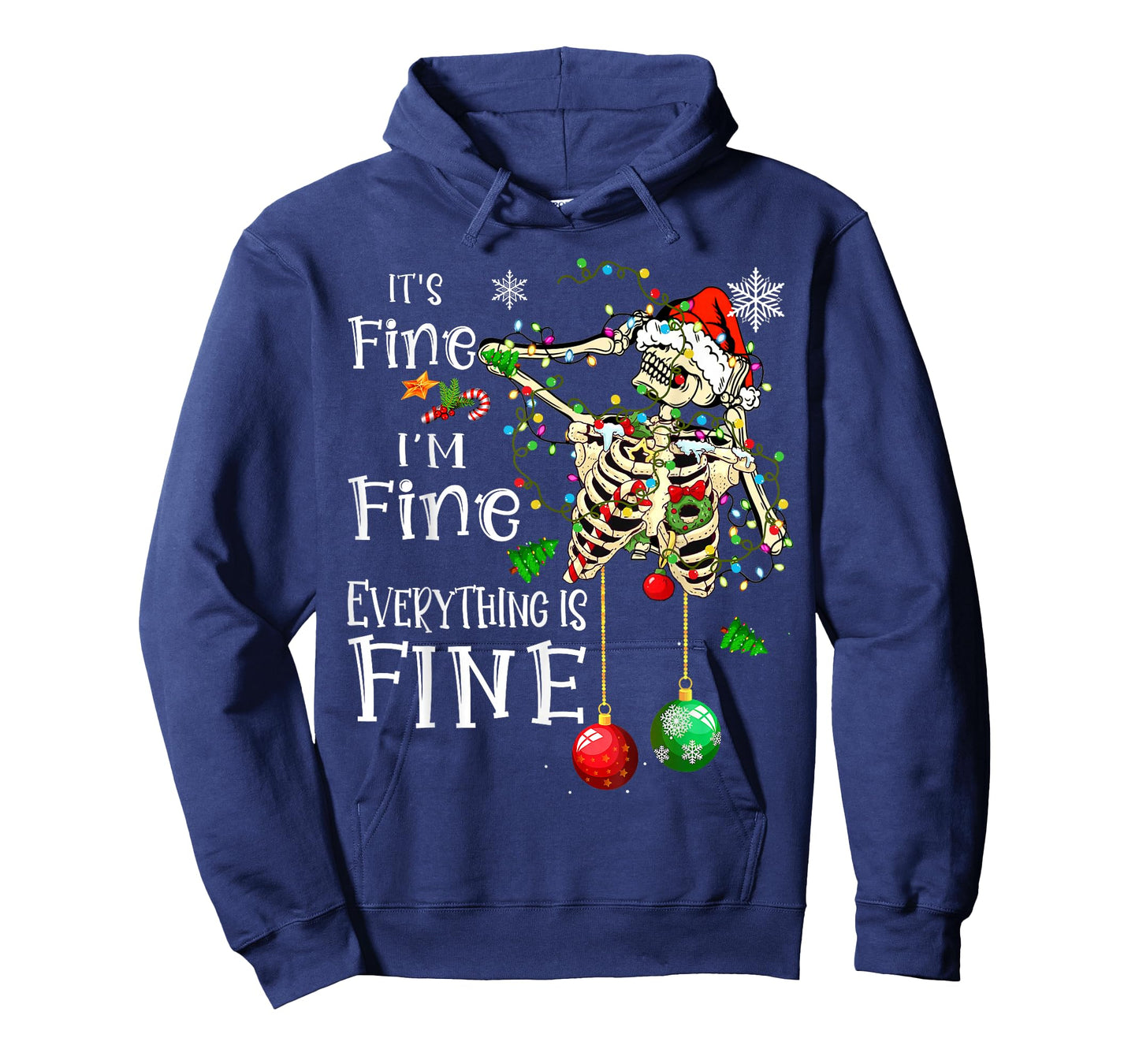 It's Fine I'm Fine Everything Is Fine Funny Skeleton Xmas T-Shirt