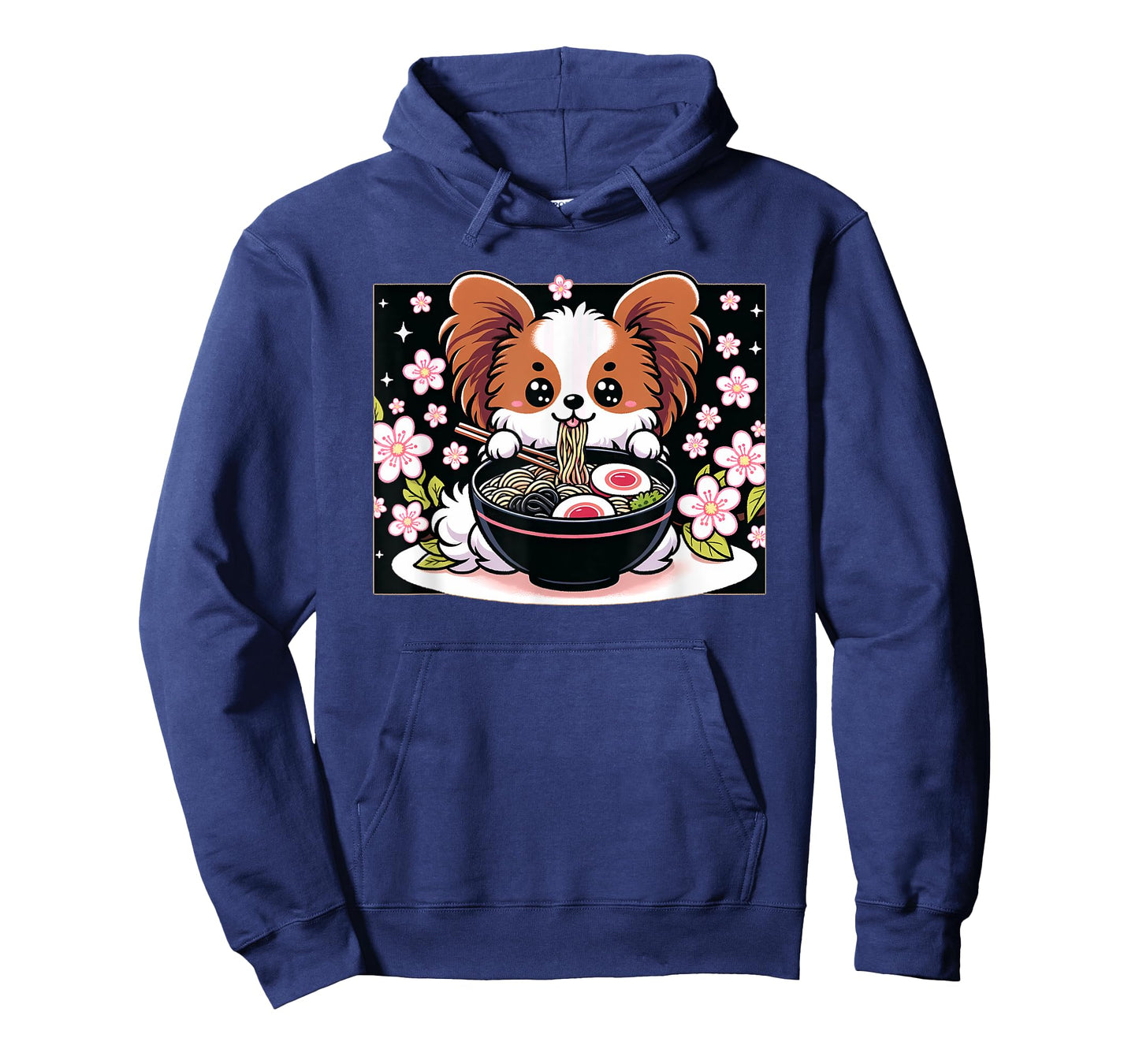 Kawaii Papillon dog Eating Ramen T-Shirt