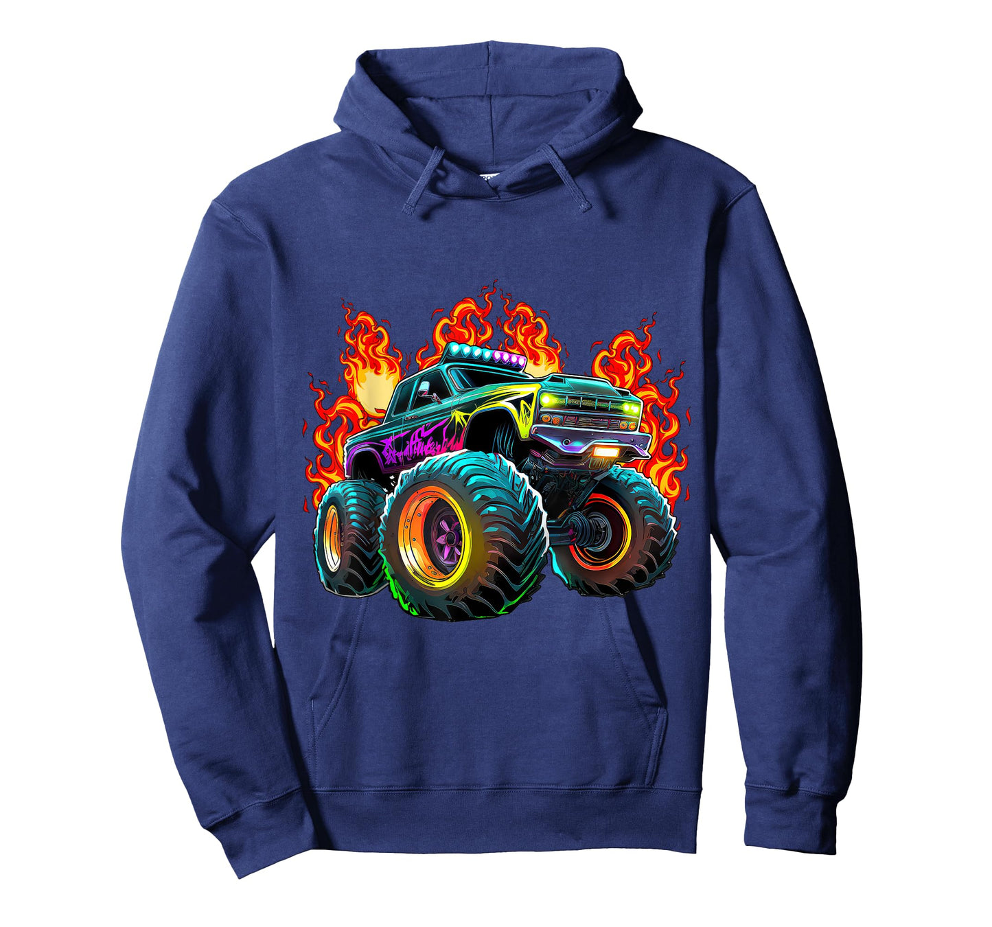 Monster Truck Flame Retro Monster Truck Birthday Boy Party T-Shirt