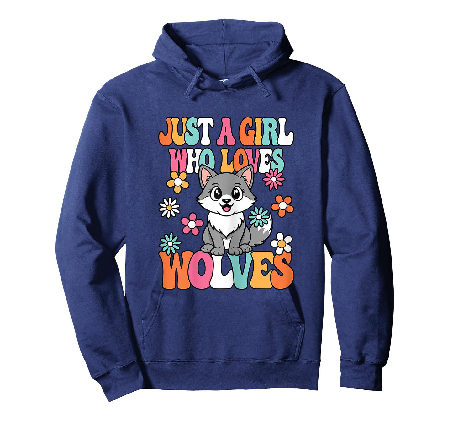 Just A Girl Who Loves Wolves Cute Groovy Wolf Lover Kids T-Shirt
