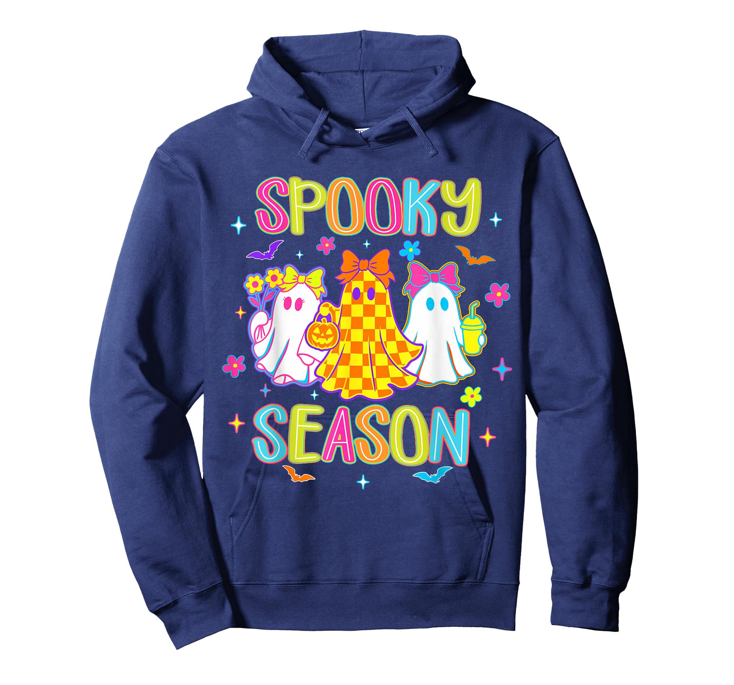 Spooky Season Neon Halloween Ghost Mens Womens Kids T-Shirt