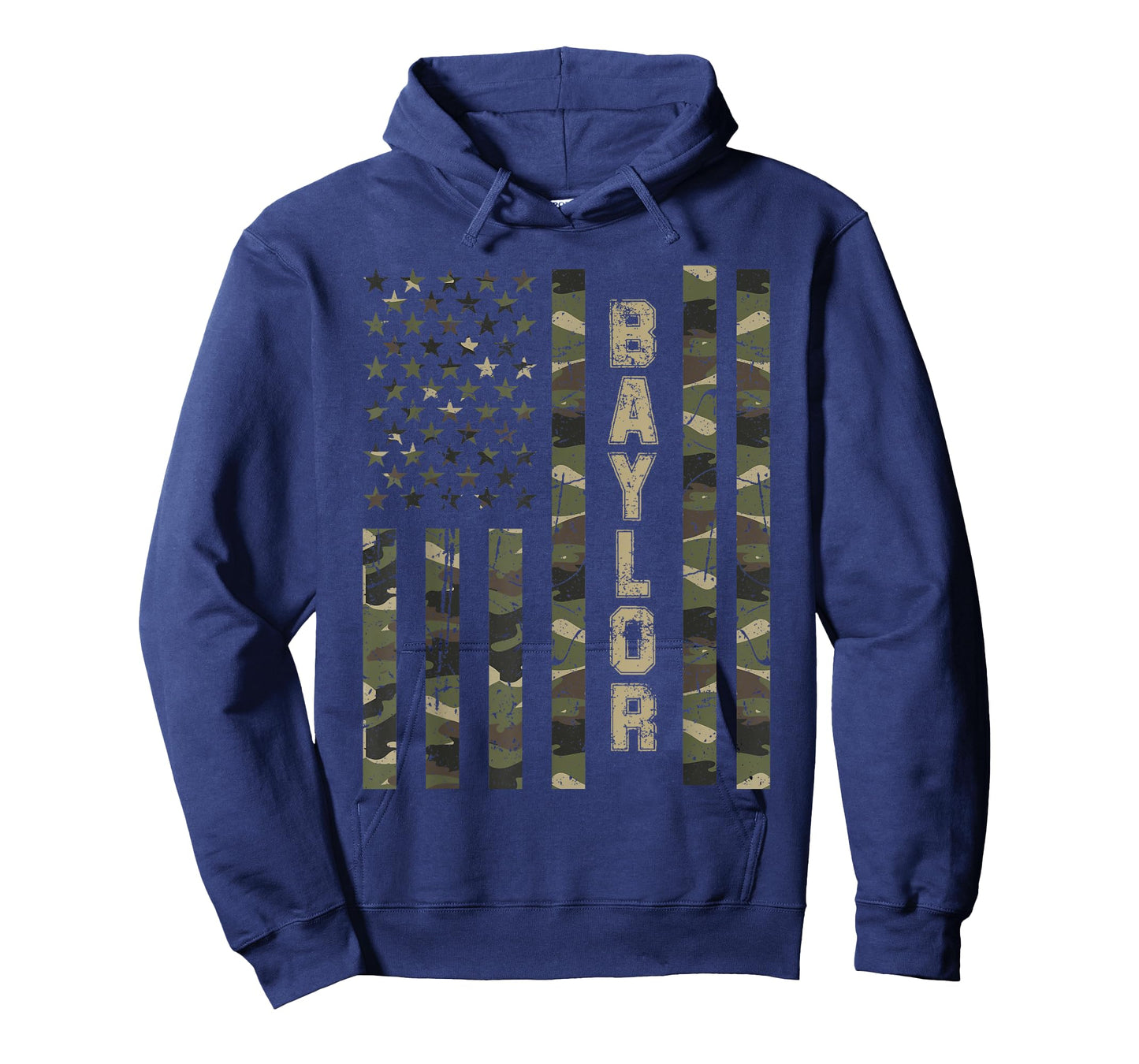 Baylor Texas United States Distressed Camo w US Flag T-Shirt