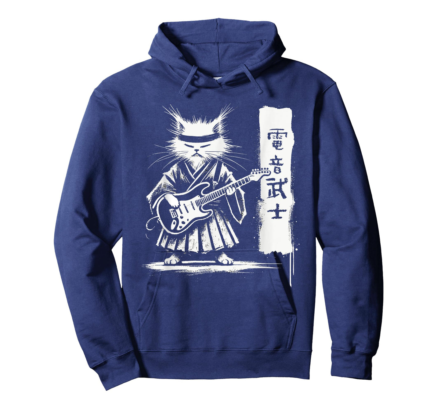 Samurai Japanese Kawaii Rock Music Men Kids Women Cat Guitar T-Shirt