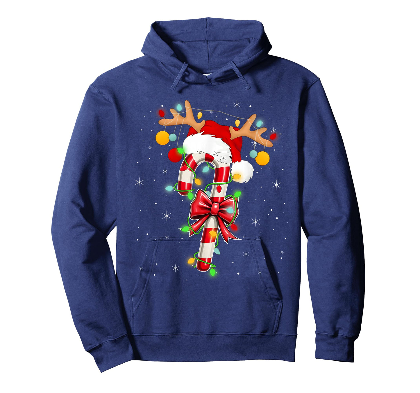 Red and White Candy Cane Santa Christmas Funny Xmas Lights T-Shirt
