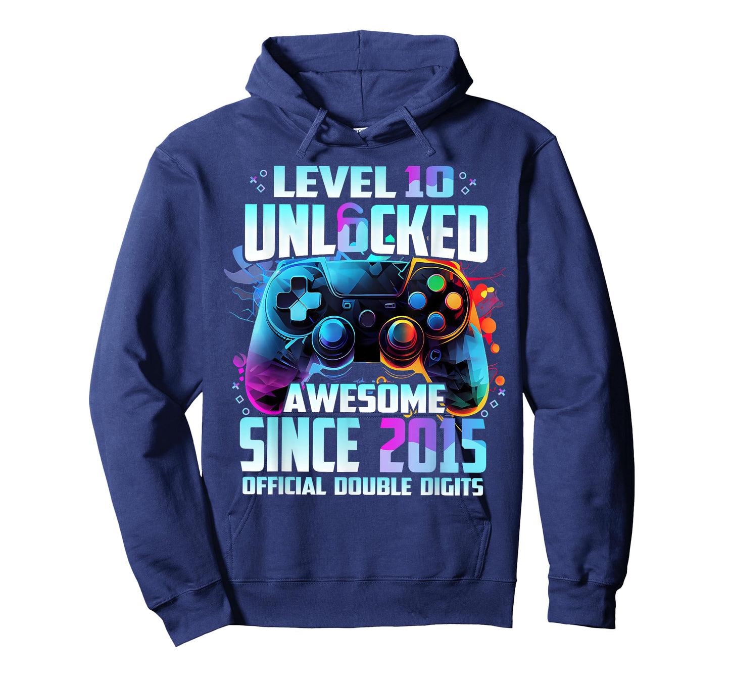 Level 10 Unlocked Awesome Since 2015 10th Birthday Gaming T-Shirt