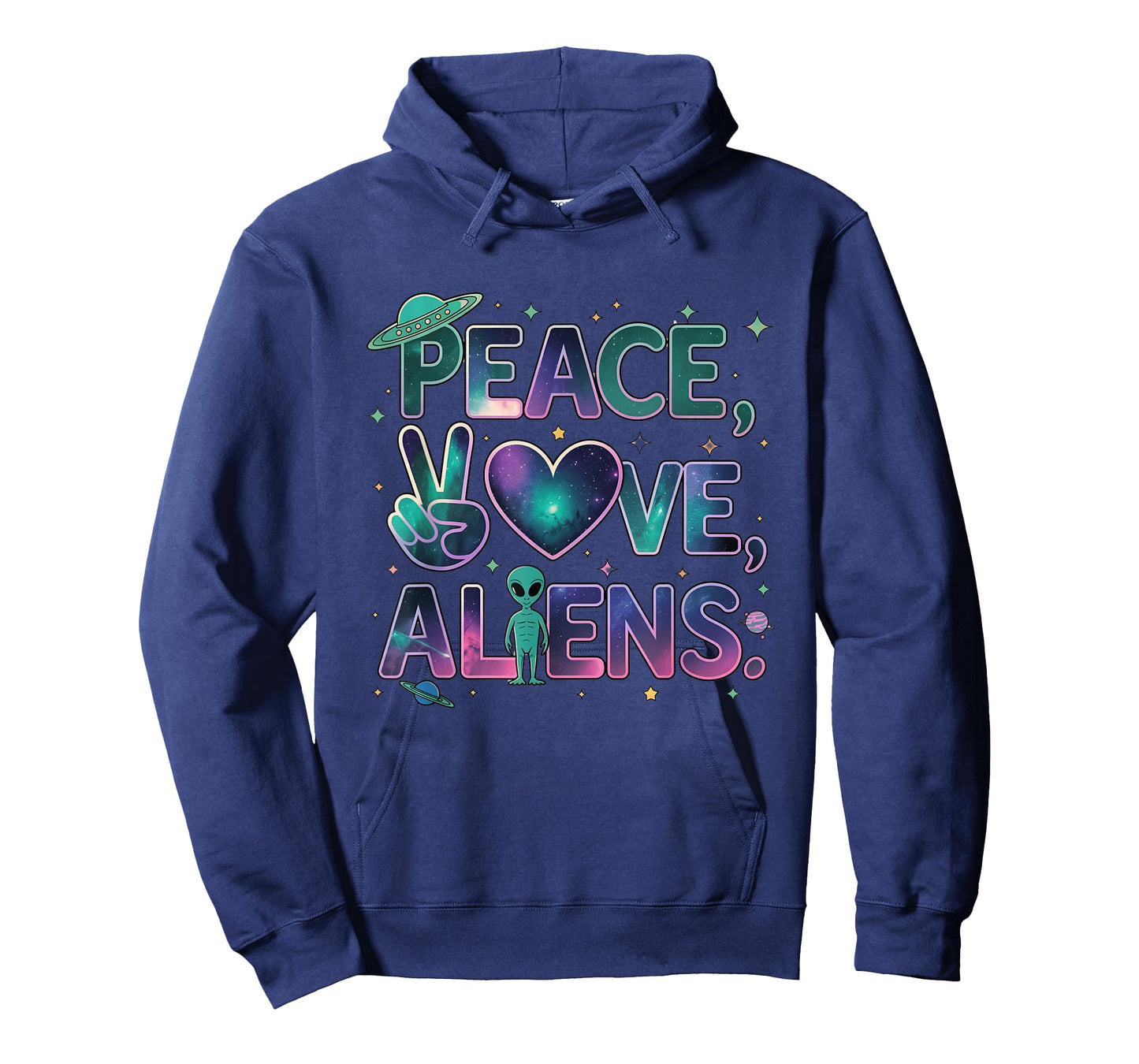 Peace Love Aliens Cool Funny Retro Vintage UFO UAP Alien T-Shirt