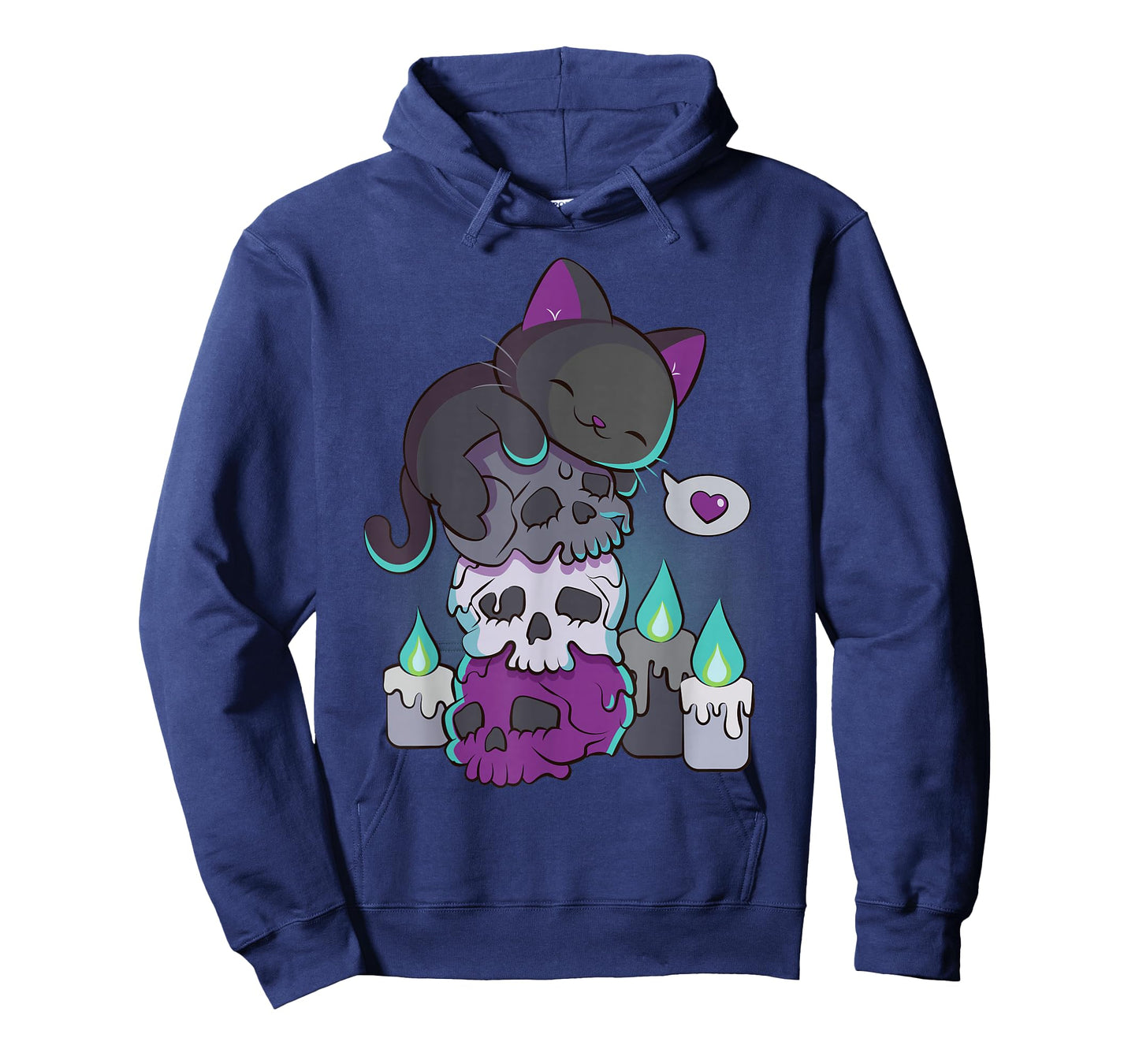 Asexual Pride Cute Black Cat on Skulls Kawaii Goth Aesthetic T-Shirt