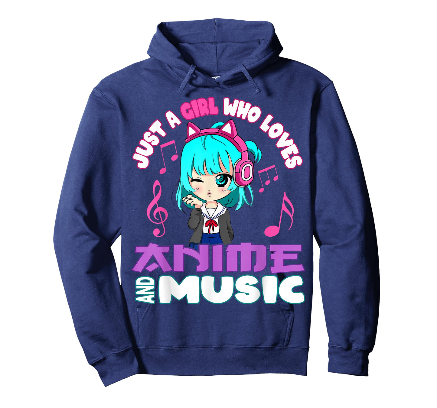 just a girl who loves anime and music funny chibi graphic T-Shirt