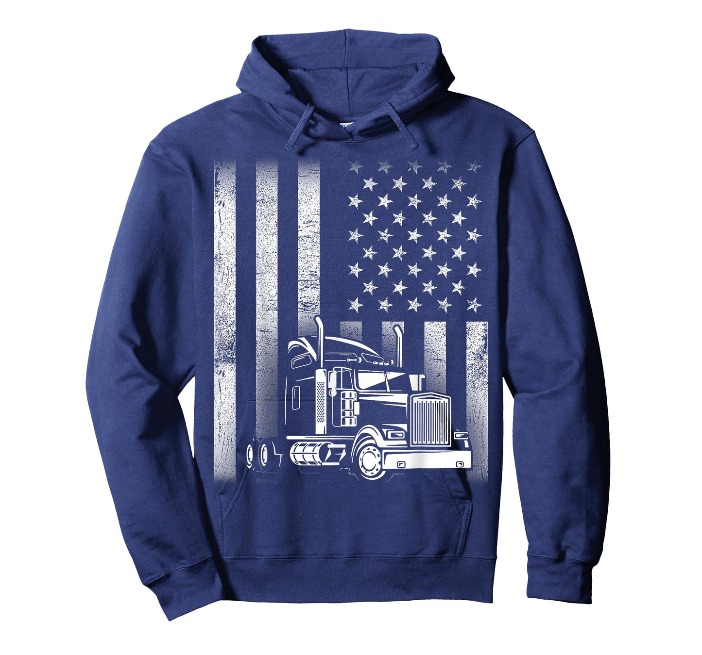 Semi Truck Driver 18 Wheeler Trucker Cool US American Flag T-Shirt