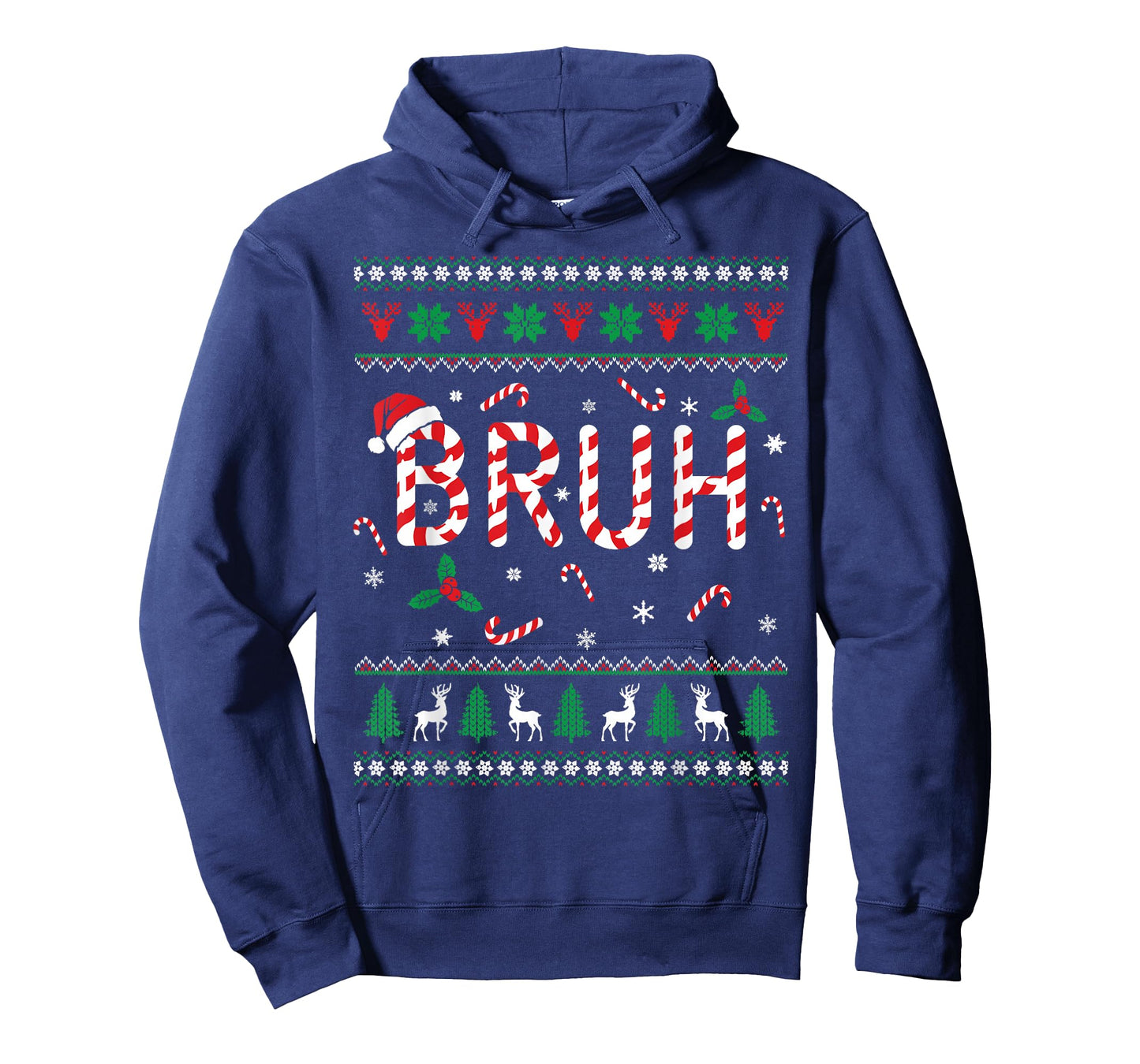 Bruh Candy Cane Funny Ugly Christmas Sweater Boys Kids Teens T-Shirt