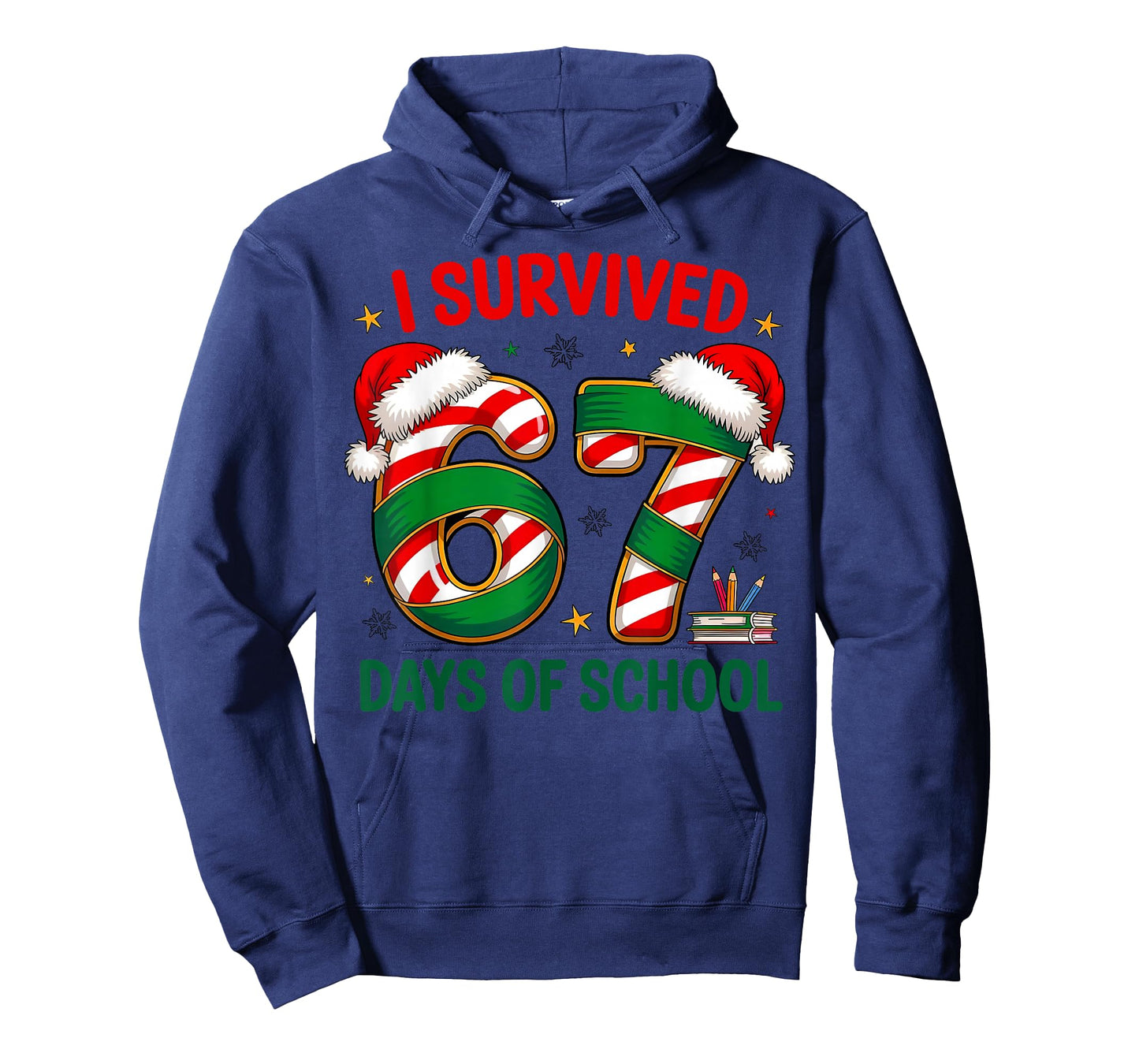 I Survived 67 Days of School Christmas Candy Cane Six Seven T-Shirt