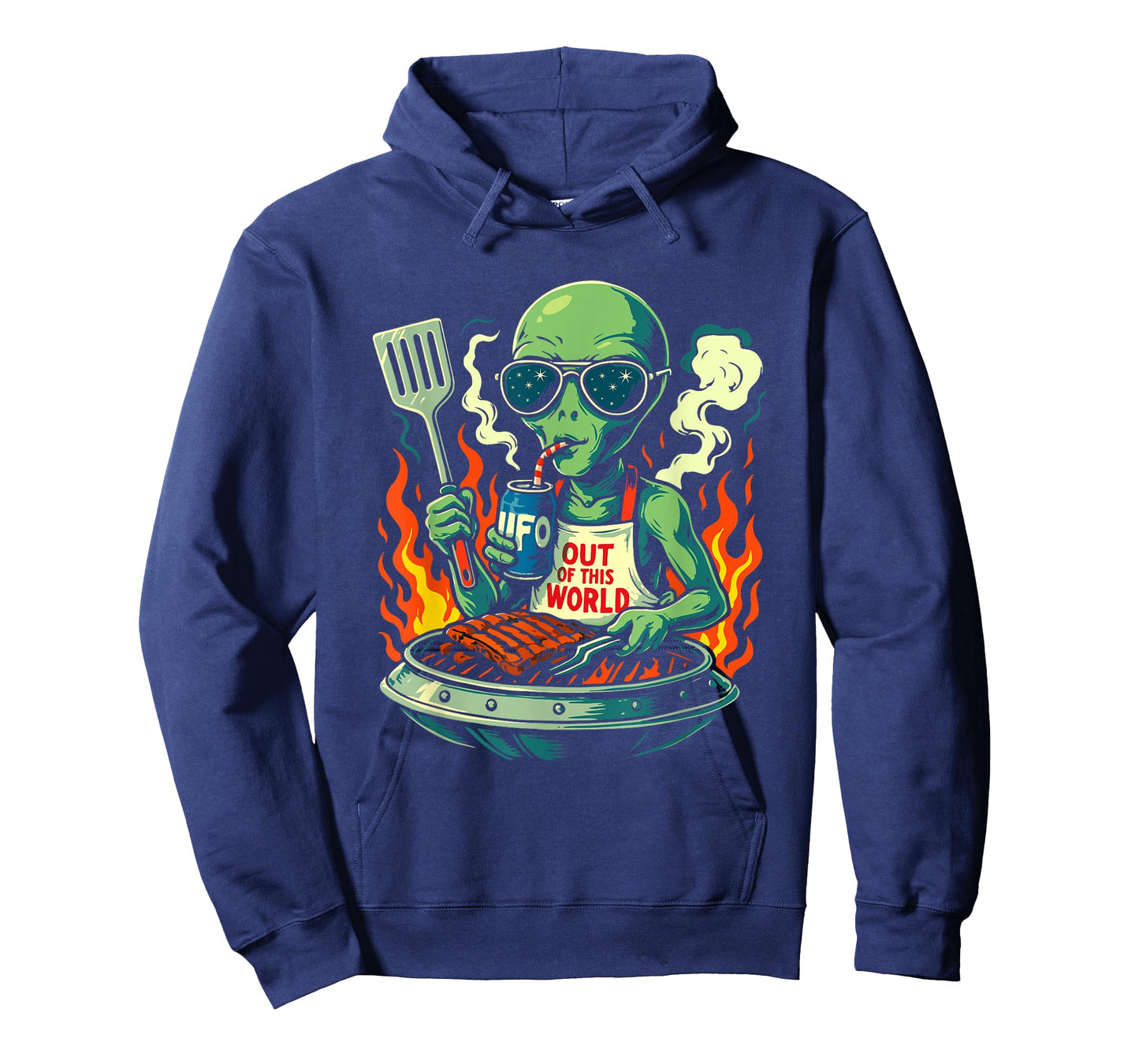 UFO Space Cookout โ Flying Saucer BBQ Grill - Funny Alien T-Shirt