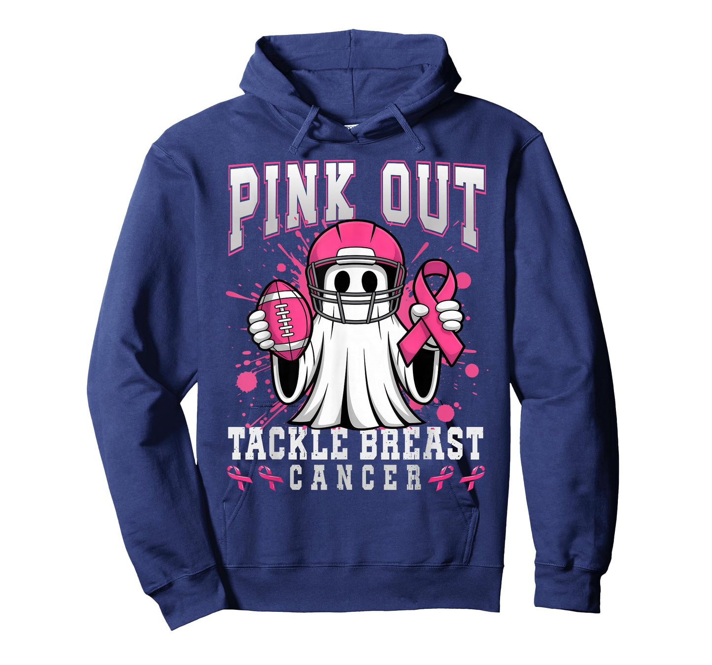 Cute Ghost Pink Out Tackle Breast Cancer Awareness Football T-Shirt