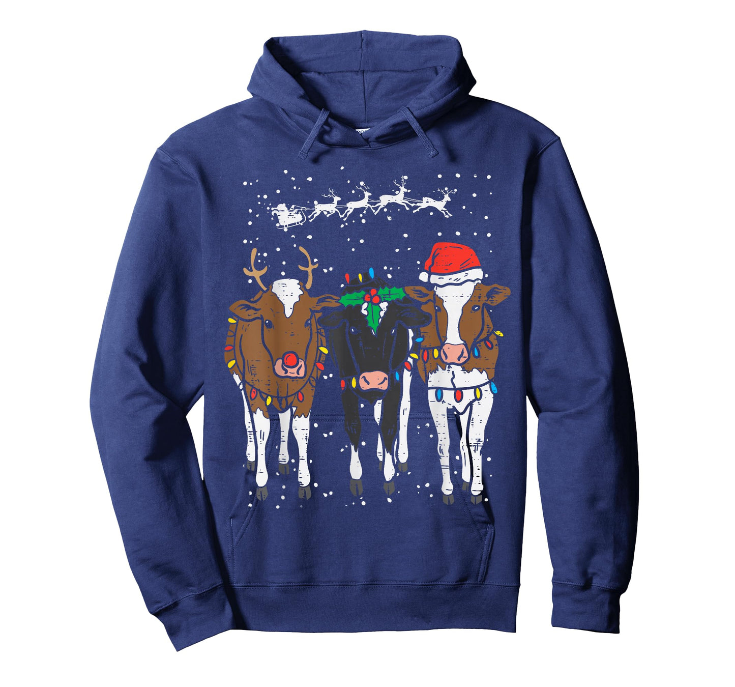 Reindeer Santa Cows Funny Farm Christmas Animal Lover PJ T-Shirt