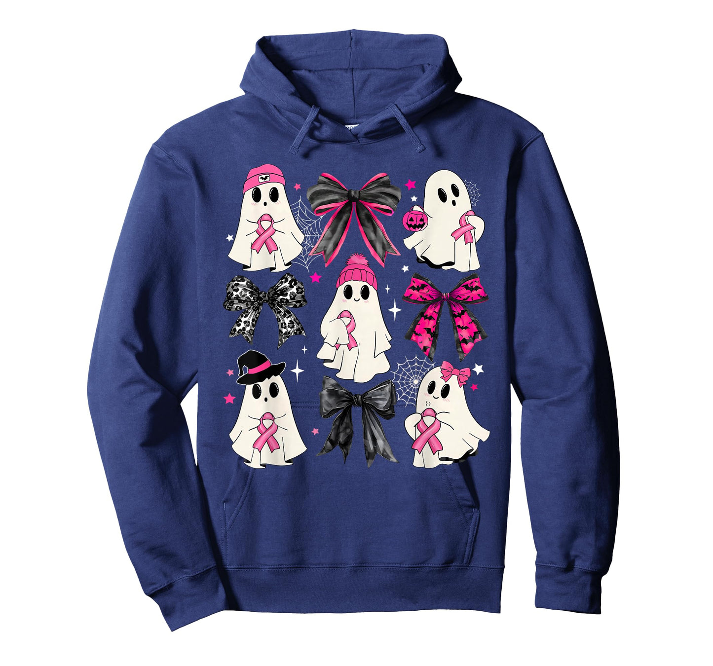 Ghost Halloween Pink Coquette Bow Breast Cancer Awareness T-Shirt
