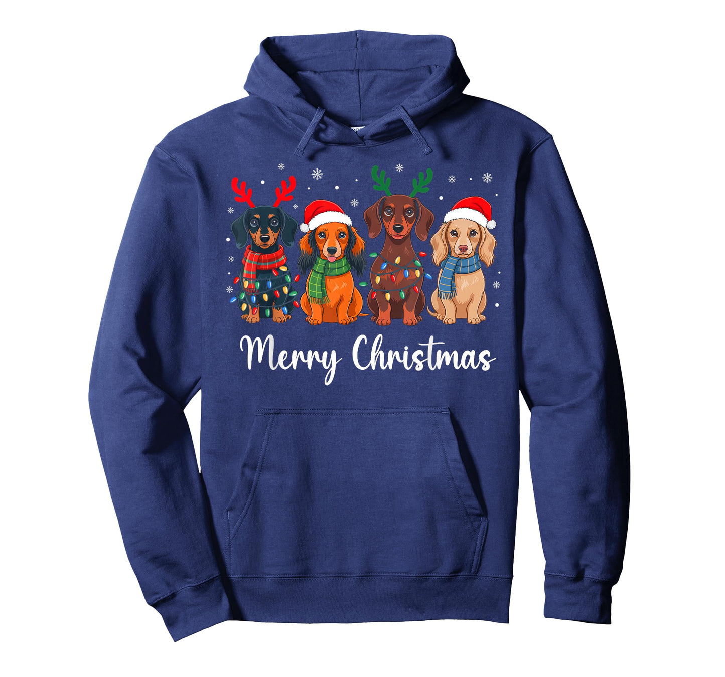 Merry Christmas Lights Dachshund Dog Santa Hat Xmas Pajamas T-Shirt