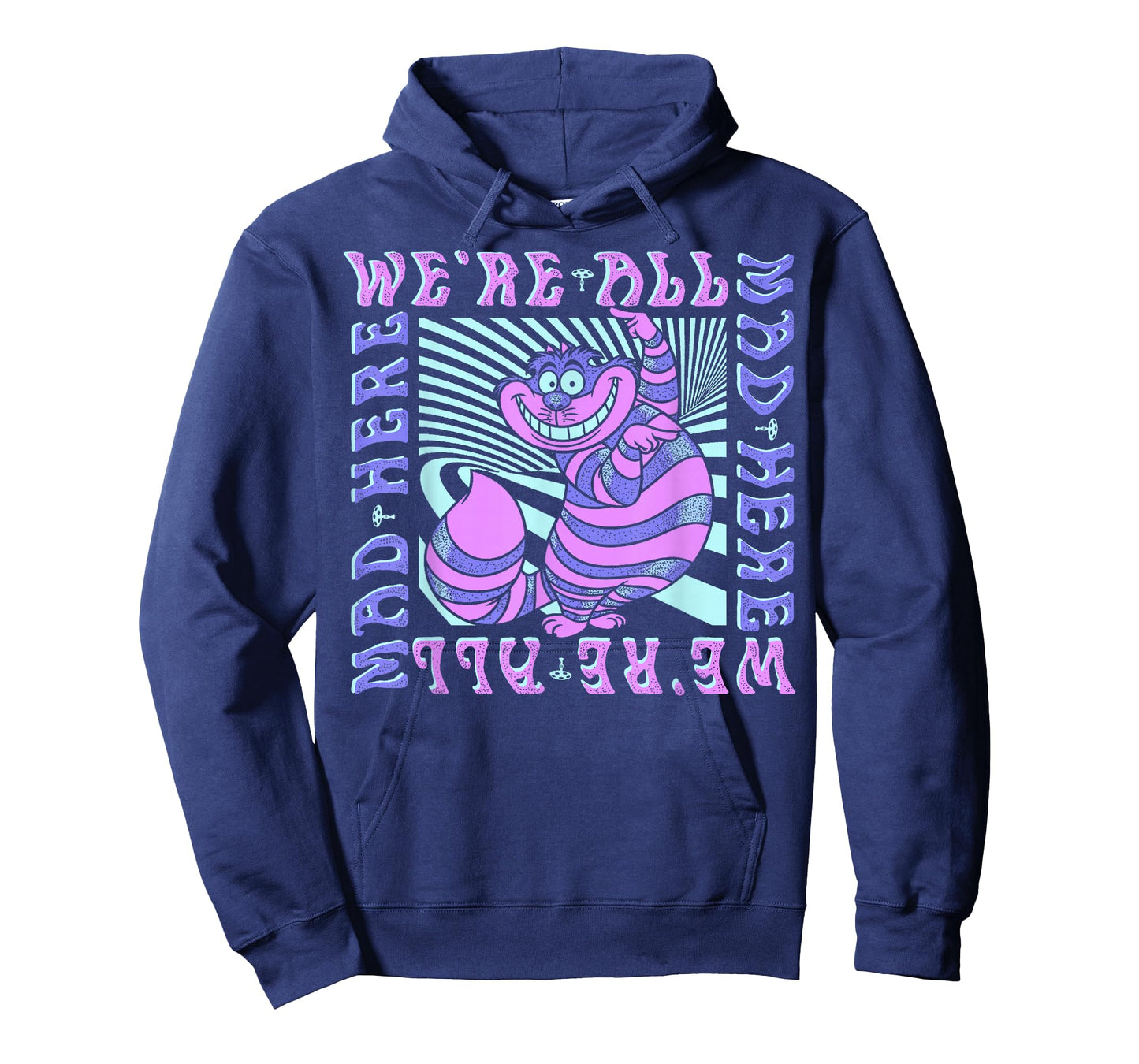 Disney Alice In Wonderland Cheshire Cat We're All Mad Box Up Short Sleeve T-Shirt