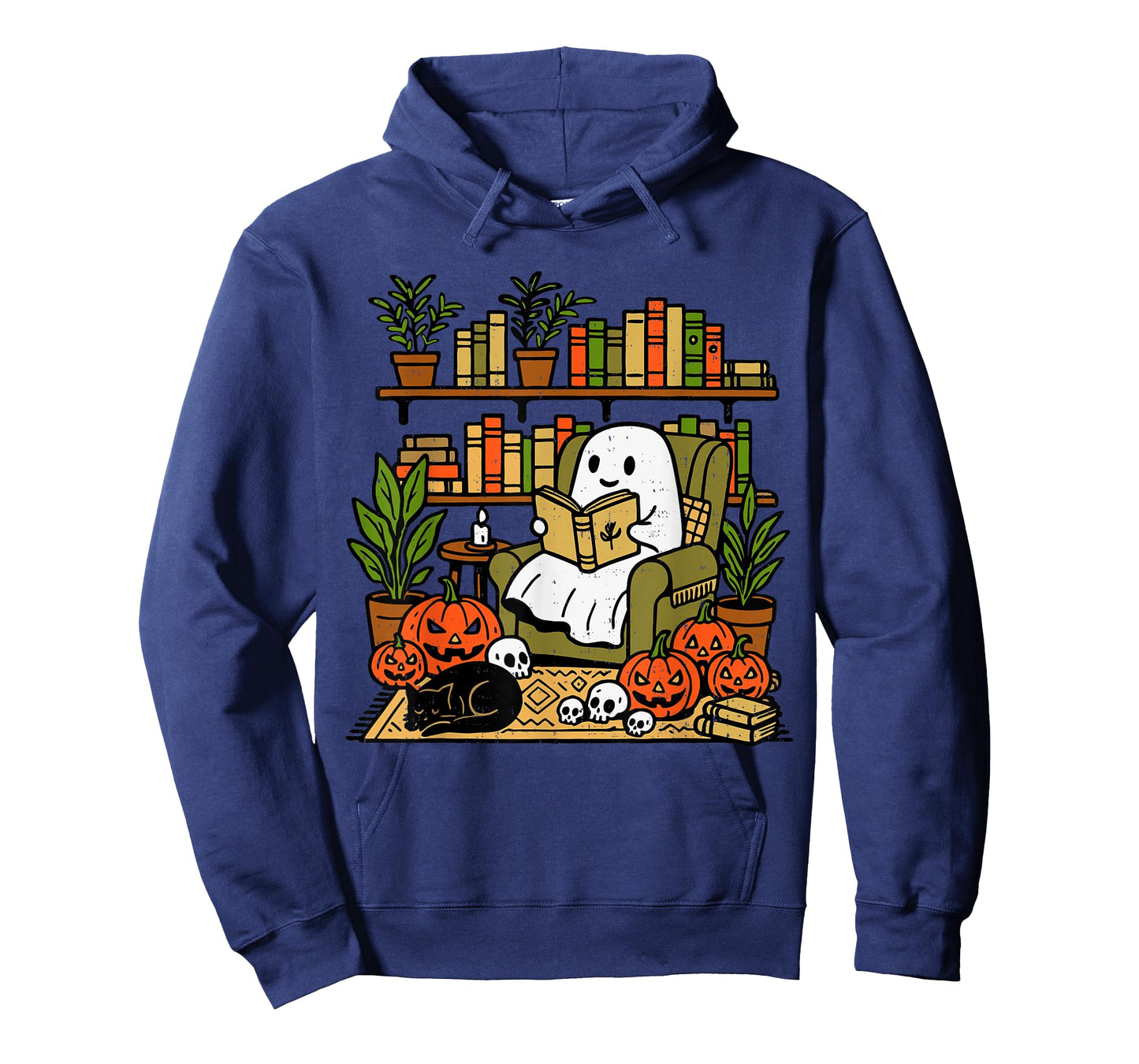 Ghost Library Reading Books Halloween Librarian Teacher T-Shirt