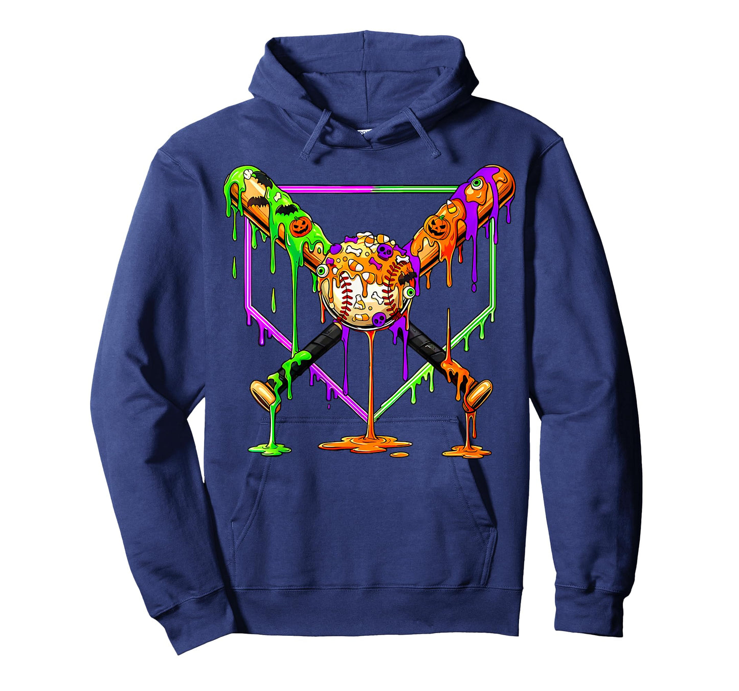 Spooky Baseball Ice Cream Drip Home Plate Dripping Halloween T-Shirt