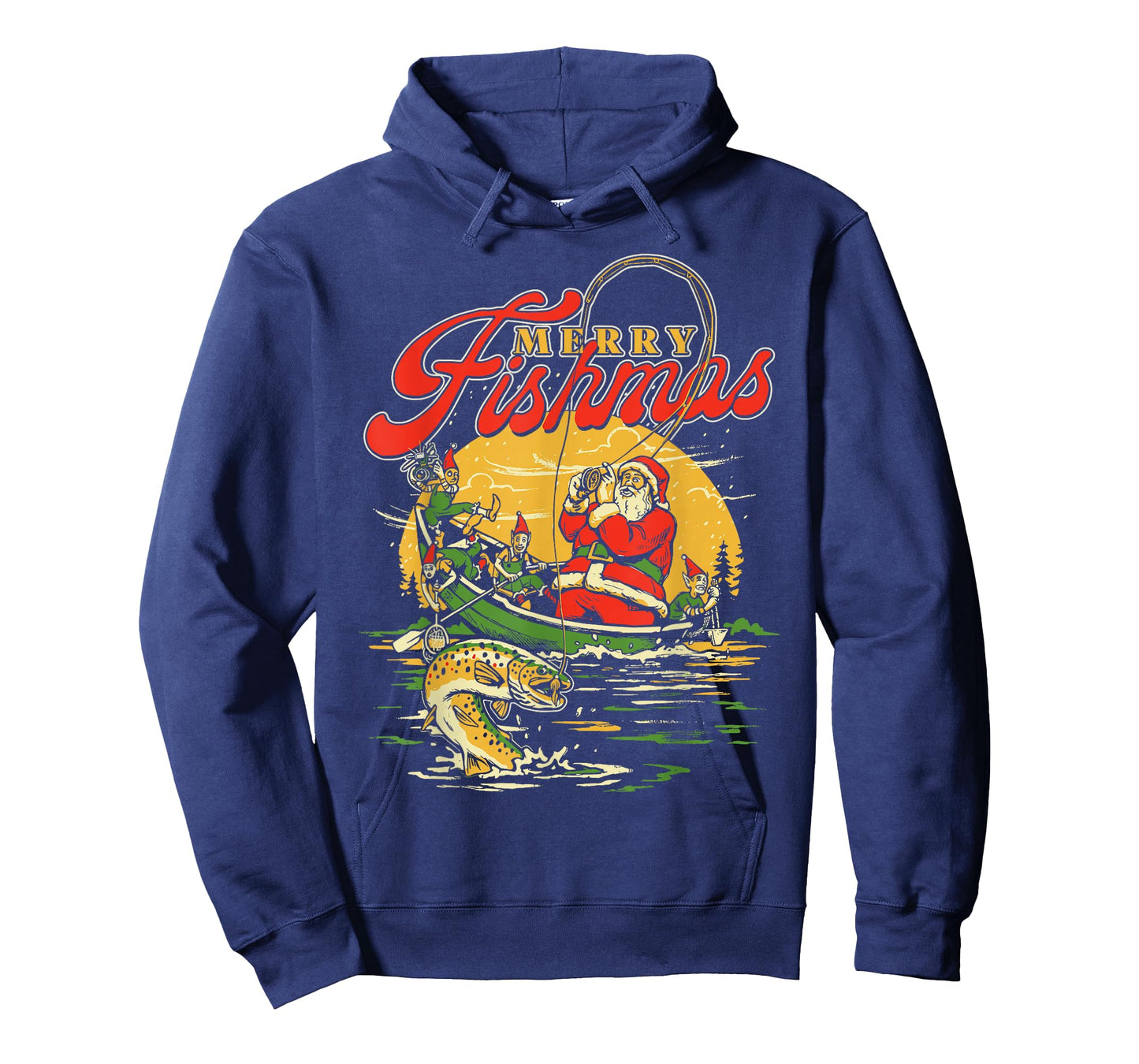 Merry Fishmas Santa Fishing Funny Christmas Holiday Tee T-Shirt