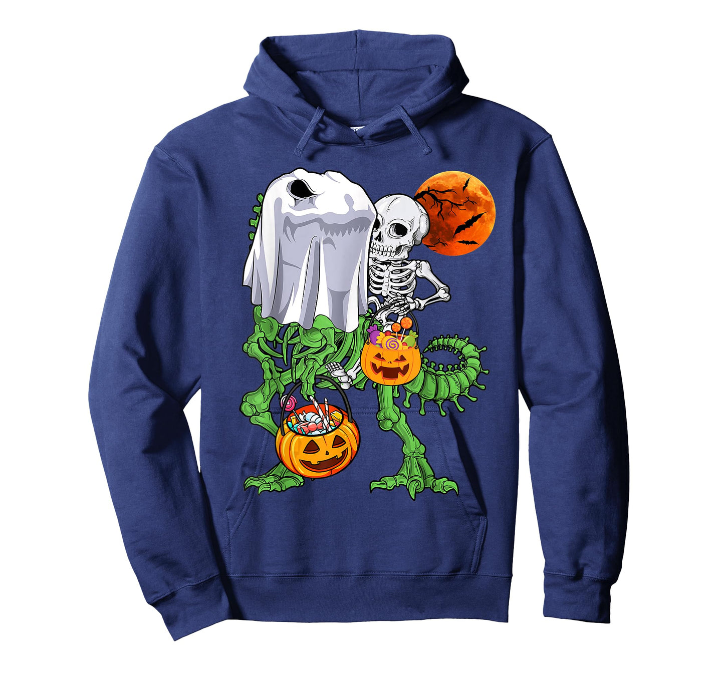 Skeleton Riding Mummy Dinosaur T rex Halloween Funny Pumpkin T-Shirt