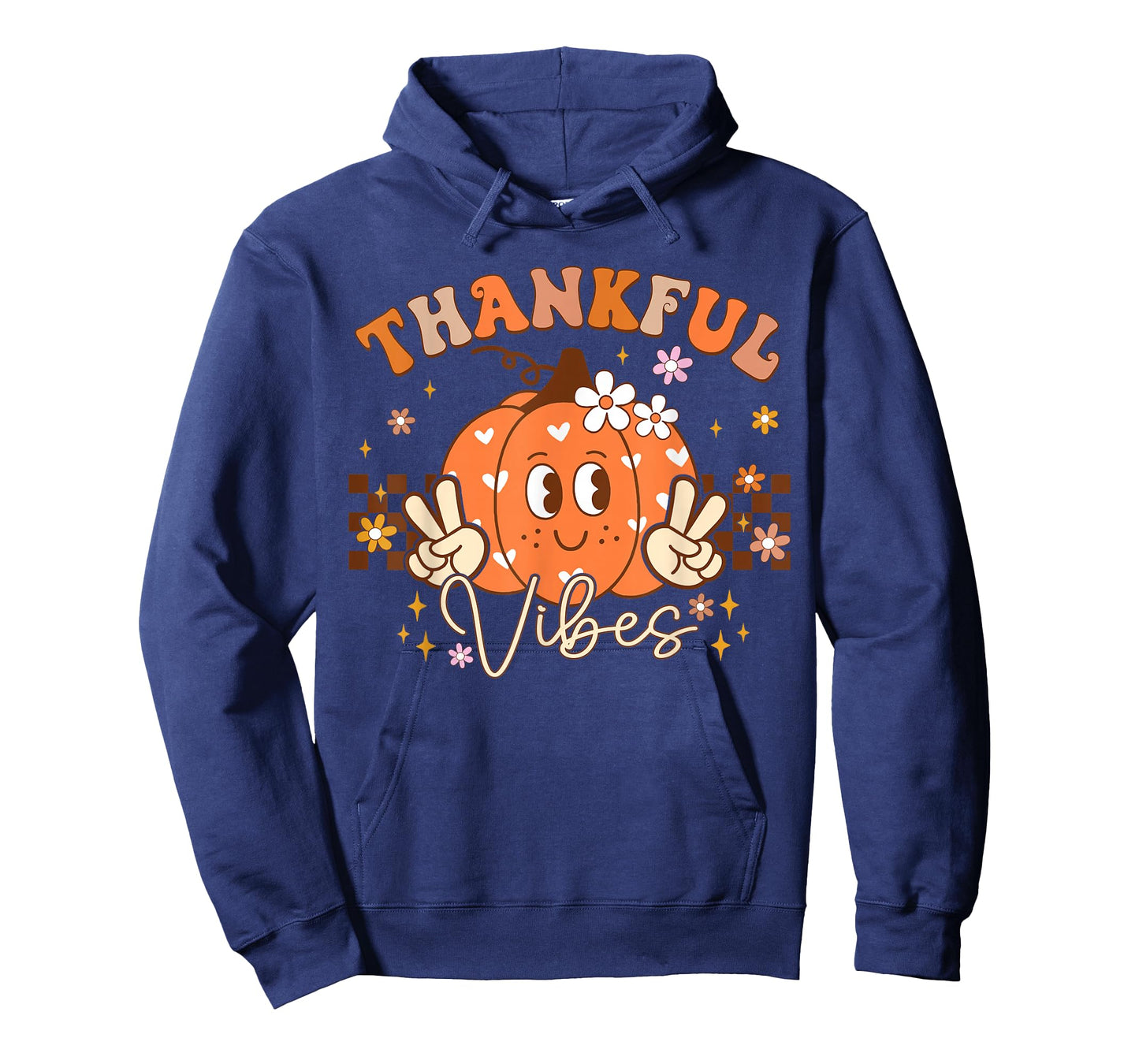 Retro Groovy Fall Pumpkin Peace Tee Thanksgiving Women Girls T-Shirt